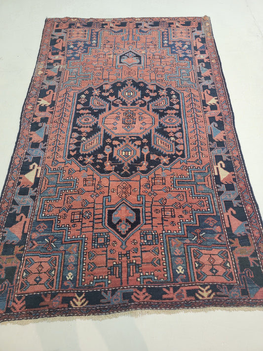 Antique Hand-Knotted Wool Area Rug Malayer 4'5" x 7'2"