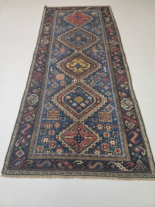 Antique Hand-Knotted Wool Gallery Size Shirvan Dagestan 3'10" x 9'
