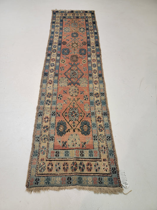Antique Hand-Knotted Wool Runner Heriz Serapi 2'2" x 8'