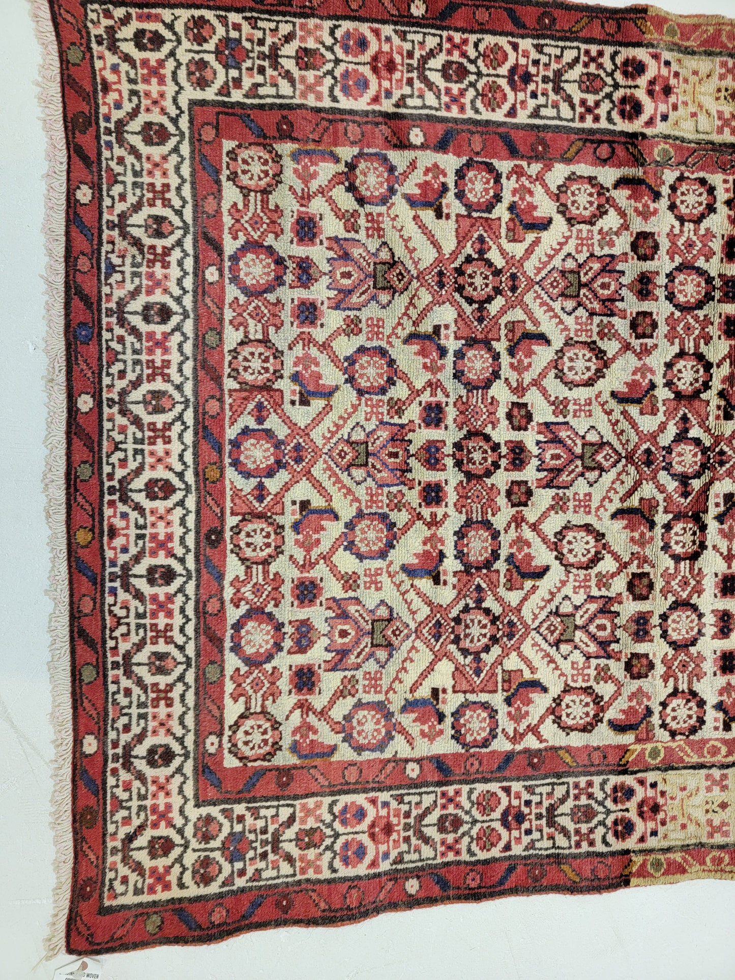 Antique Hand-Knotted Wool Runner Meshkabad 3'6" x 13'2"
