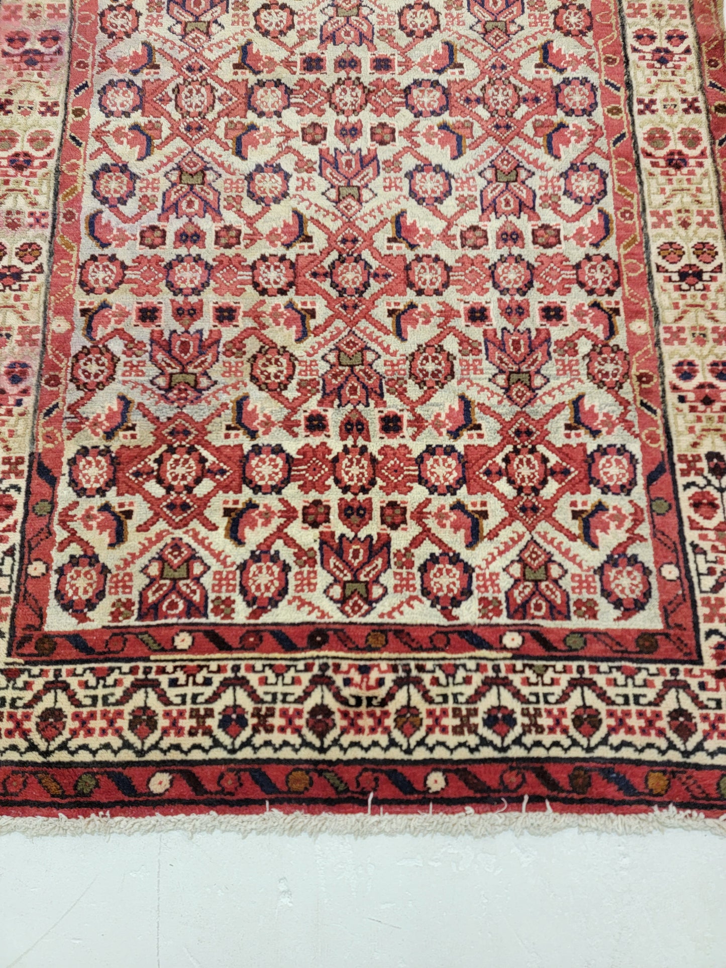 Antique Hand-Knotted Wool Runner Meshkabad 3'6" x 13'2"