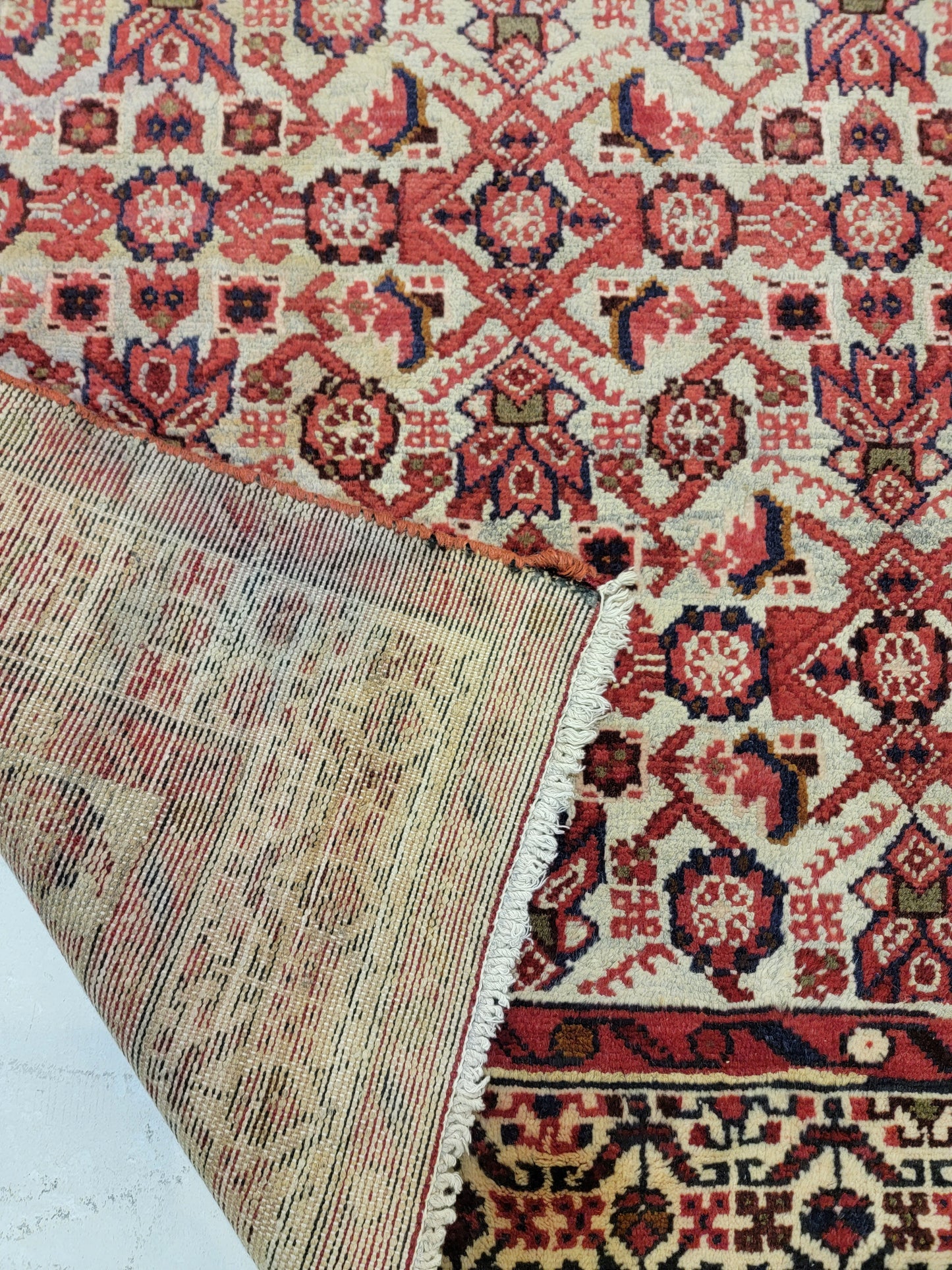 Antique Hand-Knotted Wool Runner Meshkabad 3'6" x 13'2"
