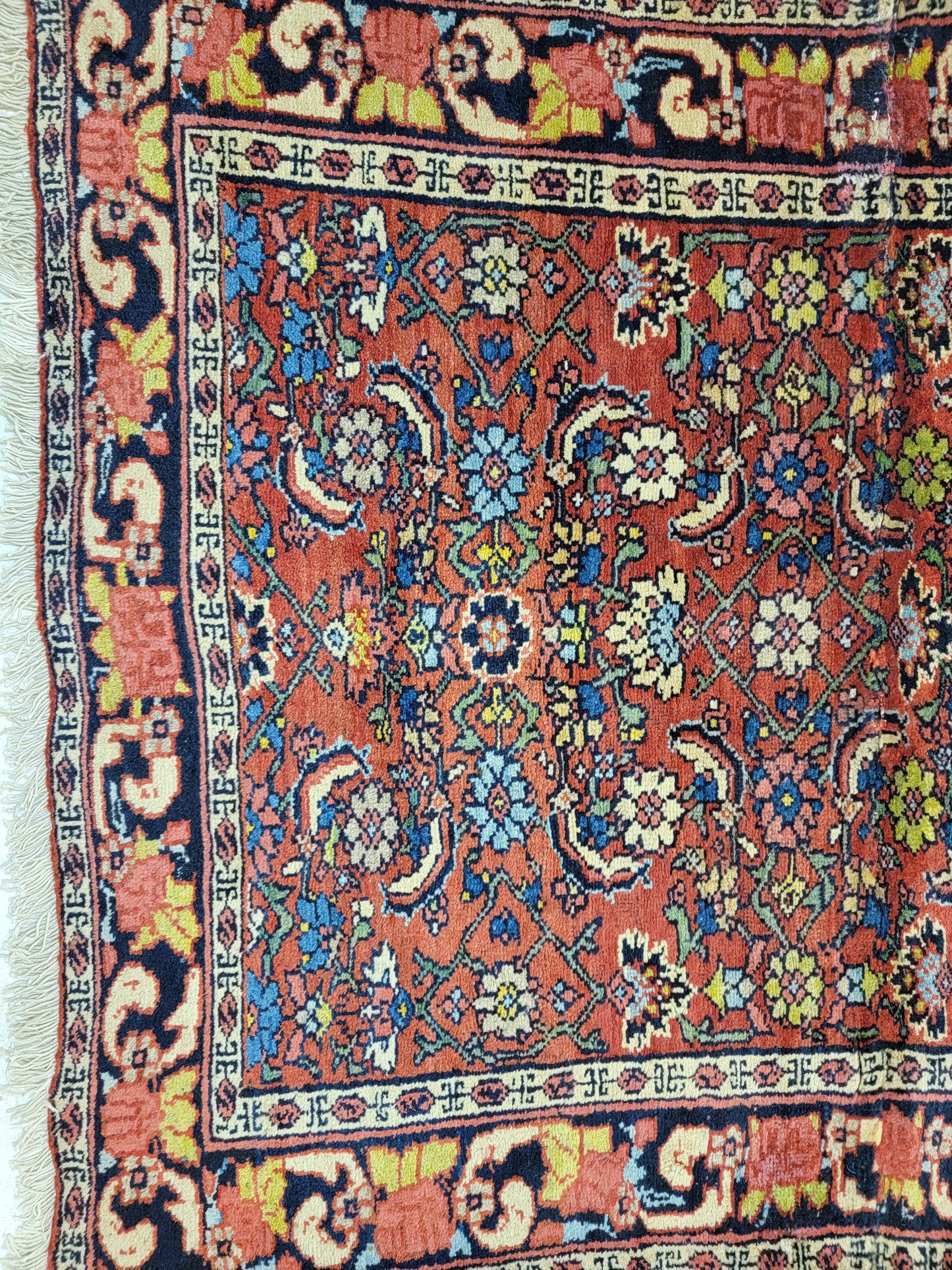 Antique Hand-Knotted Wool Runner Bijar 3'6" x 12'9"