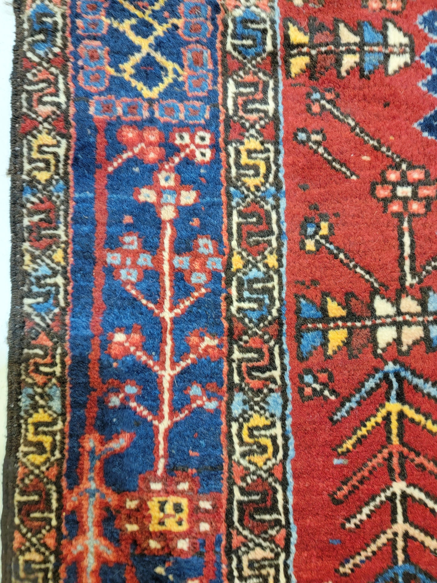 Antique Hand-Knotted Wool Runner Heriz Karajeh 3'6" x 16'6"