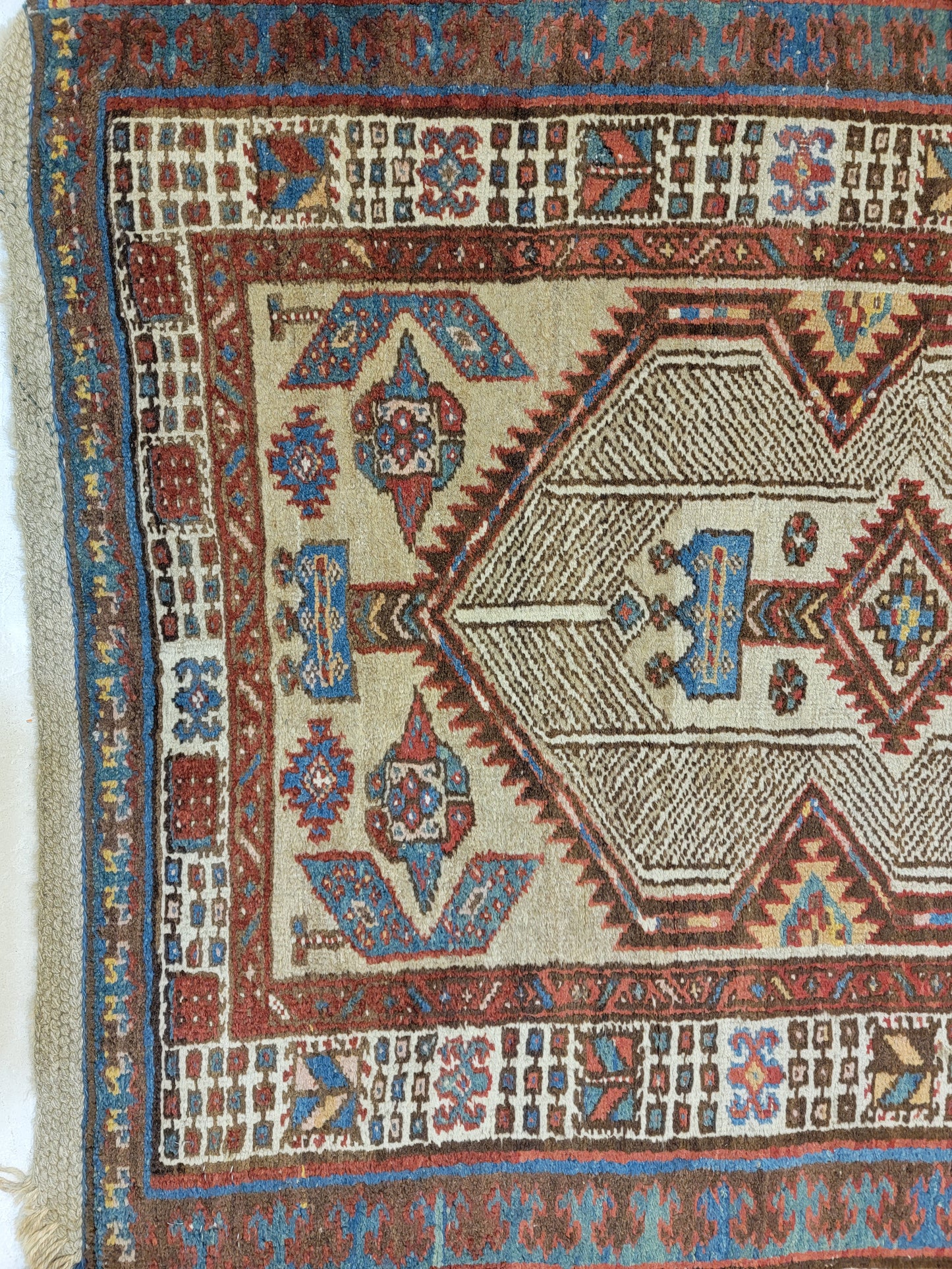 Antique Hand-Knotted Wool Runner Sarab 3'4" x 10'2"