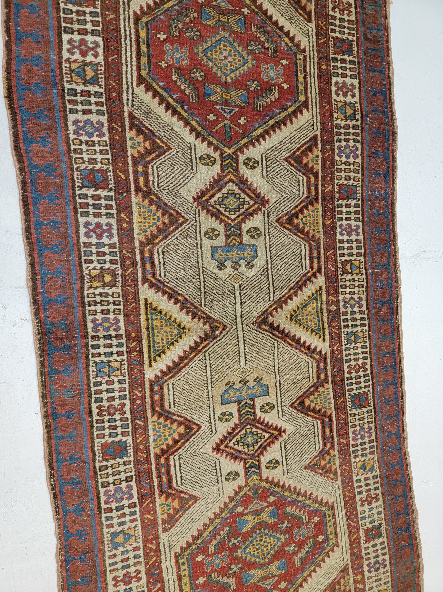 Antique Hand-Knotted Wool Runner Sarab 3'4" x 10'2"