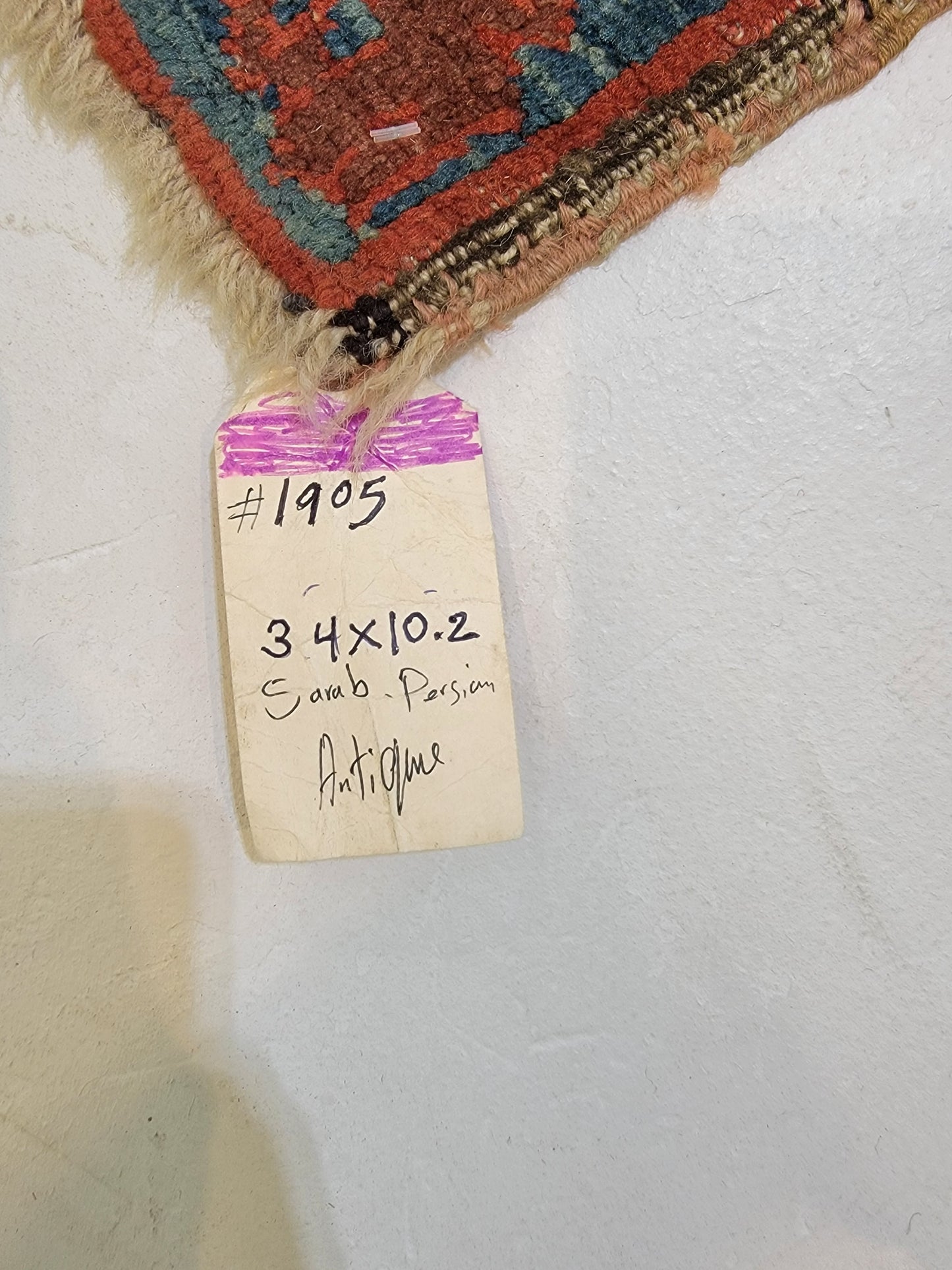 Antique Hand-Knotted Wool Runner Sarab 3'4" x 10'2"