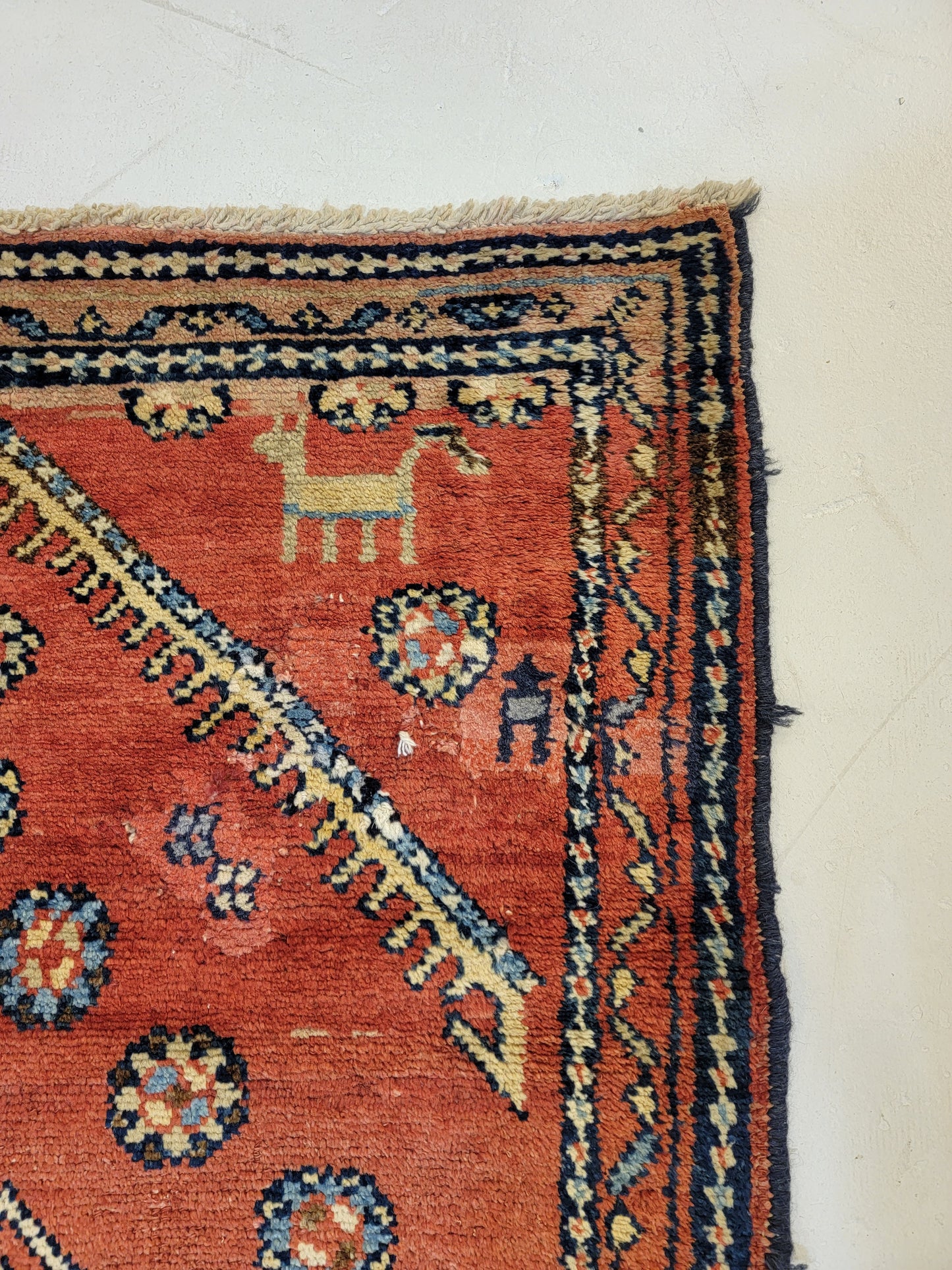 Antique Hand-Knotted Wool Runner Malayer 3'8" x 8'8"
