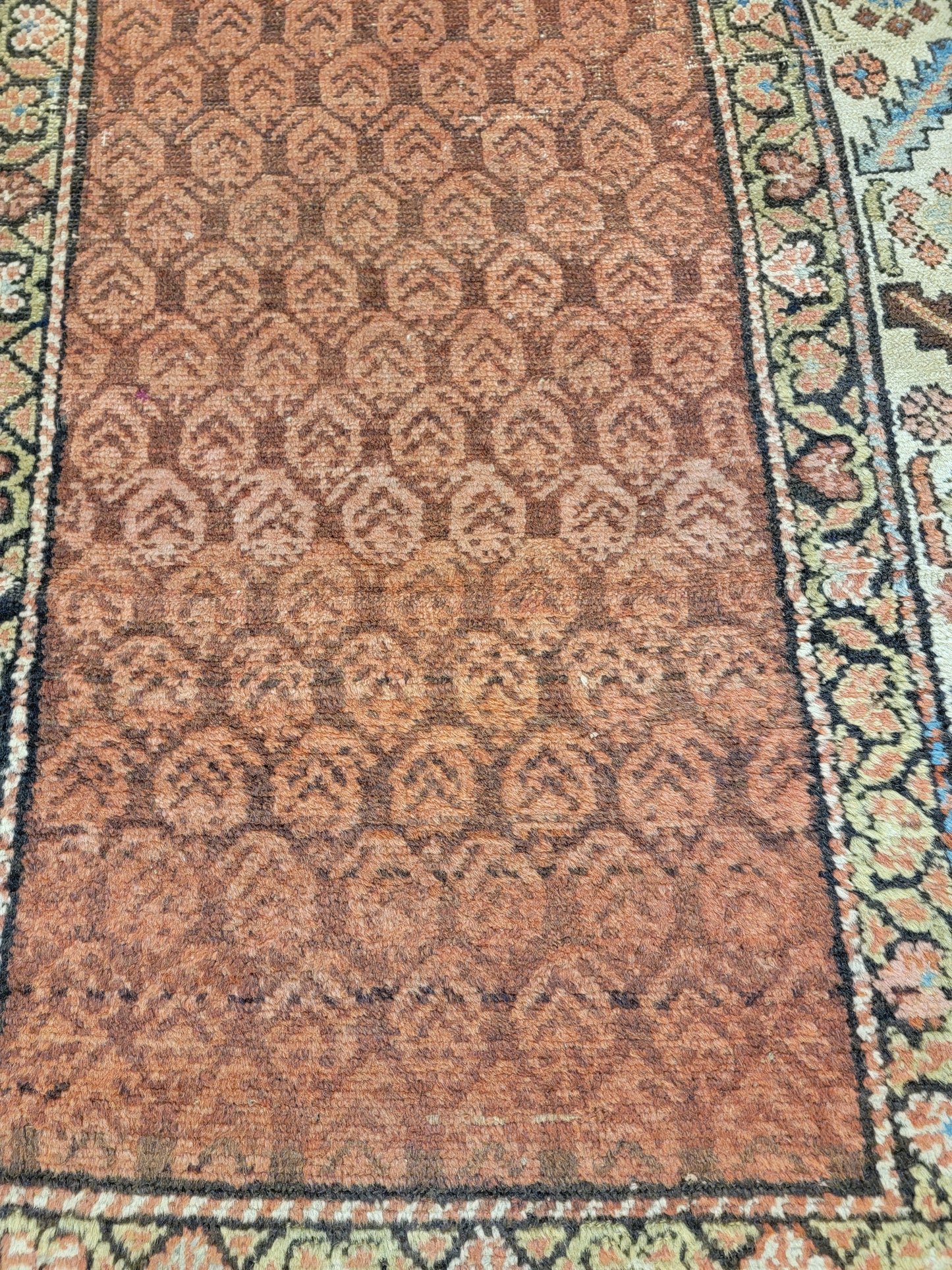 Antique Hand-Knotted Wool Runner Sultanabad Collectible 3' x 10'2"