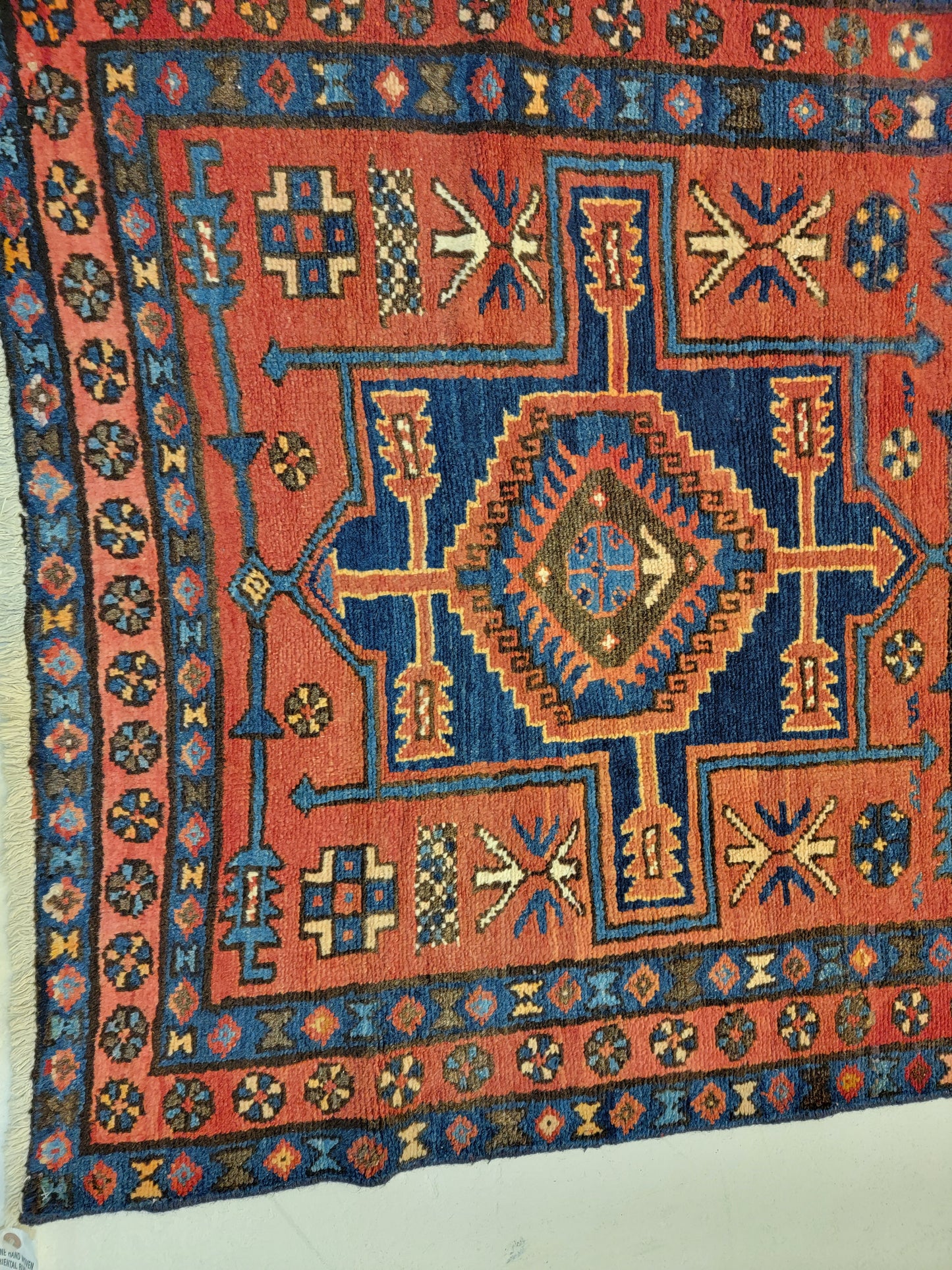 Antique Hand-Knotted Wool Runner Heriz 3'2" x 10'4"