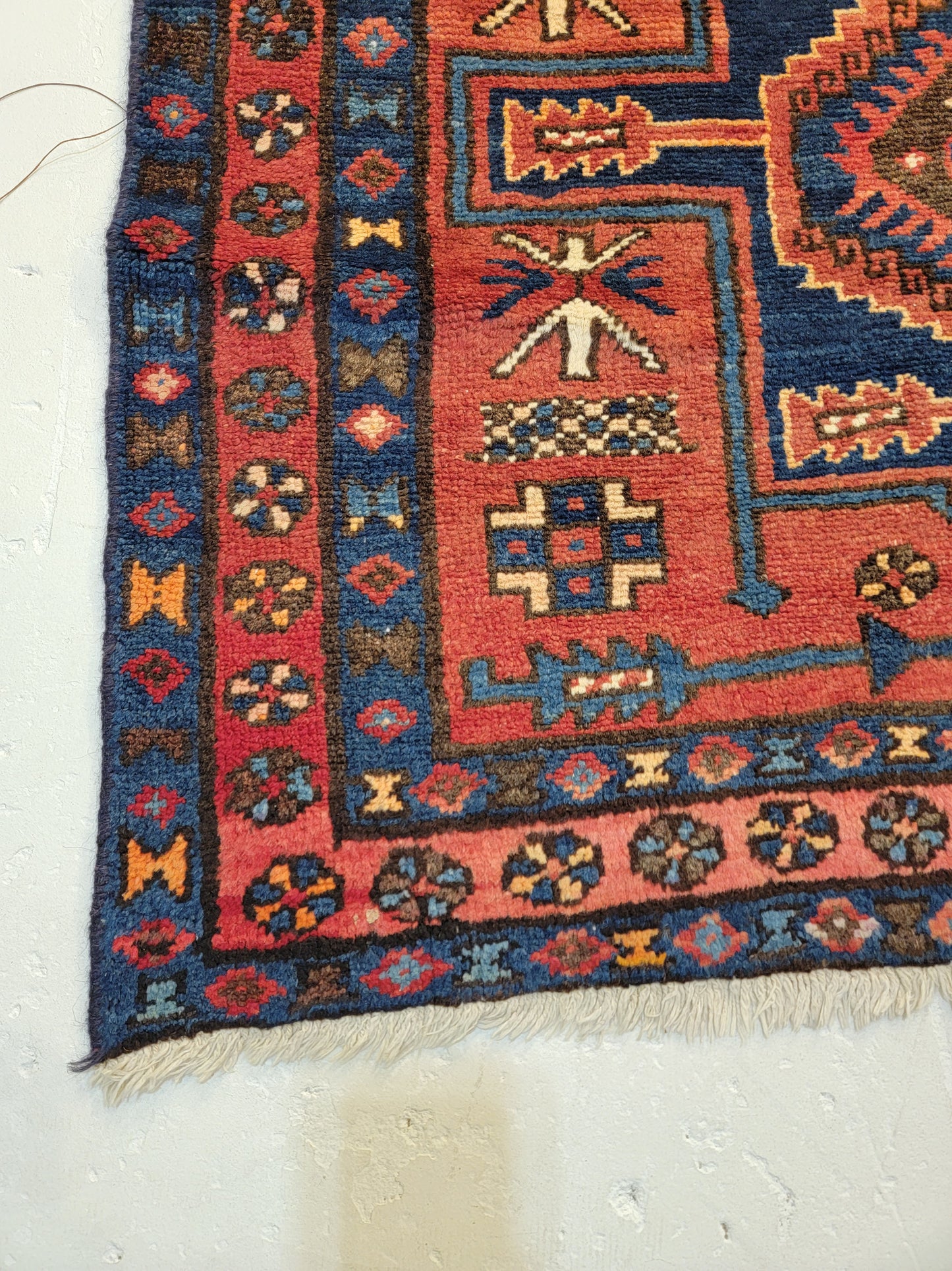 Antique Hand-Knotted Wool Runner Heriz 3'2" x 10'4"