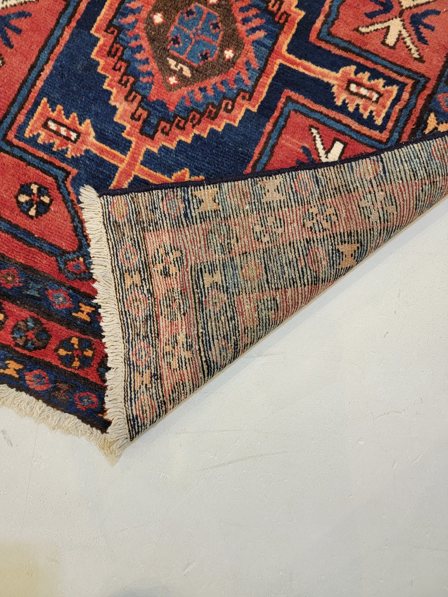 Antique Hand-Knotted Wool Runner Heriz 3'2" x 10'4"