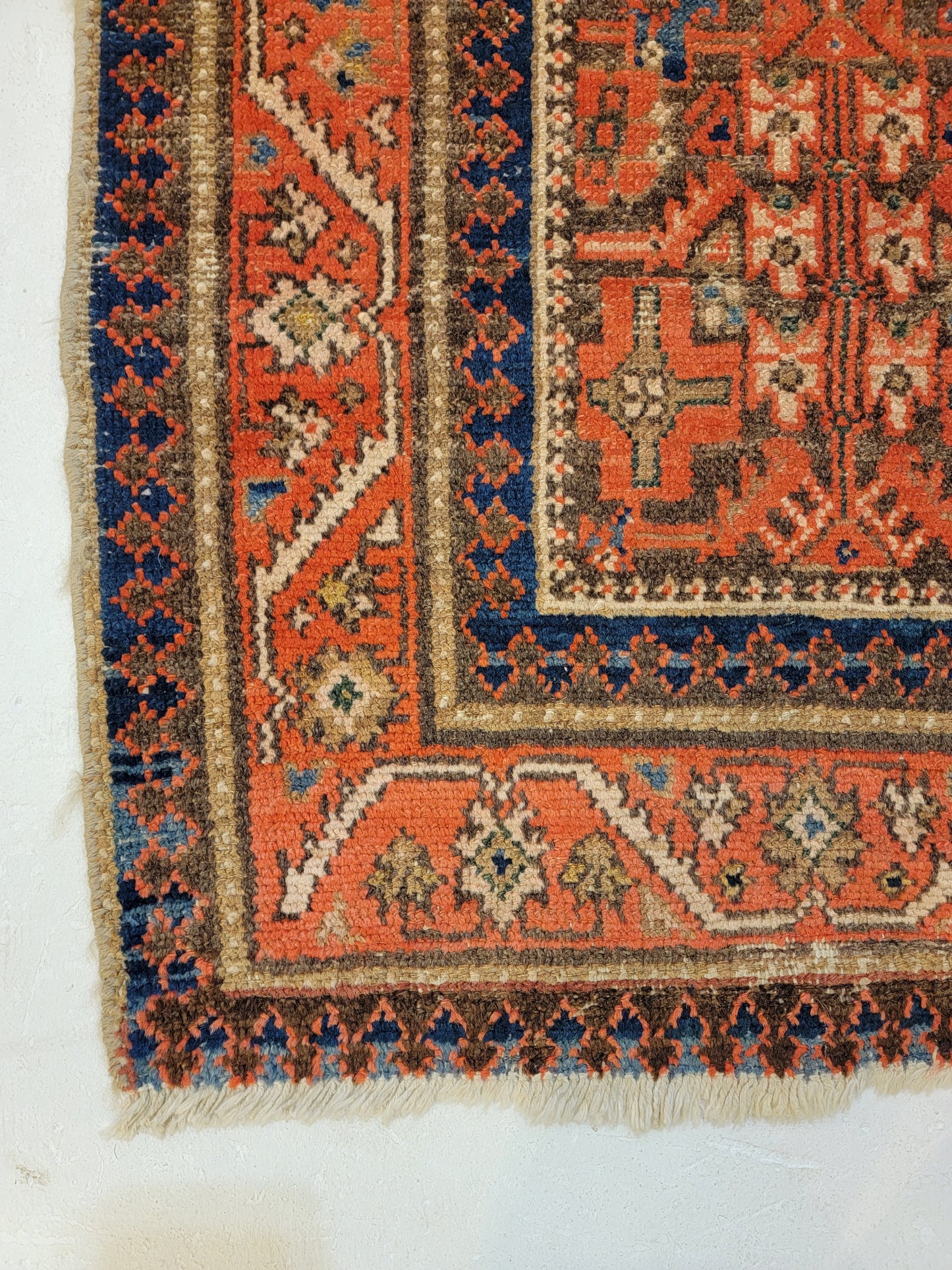 Antique Hand-Knotted Wool Runner Malayer 3'4" x 11'5"