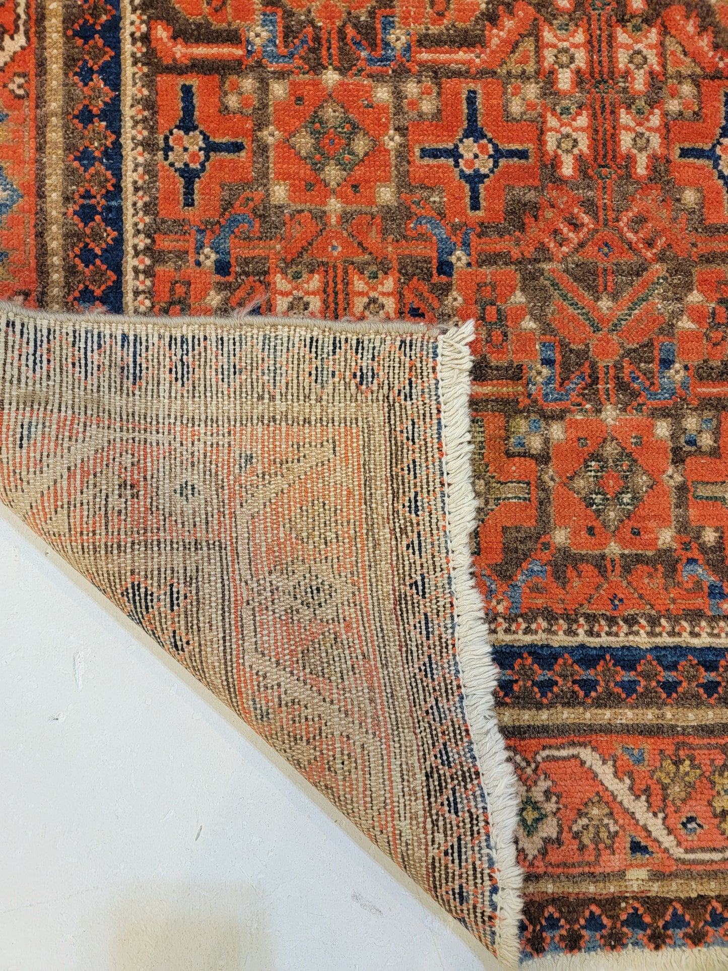 Antique Hand-Knotted Wool Runner Malayer 3'4" x 11'5"