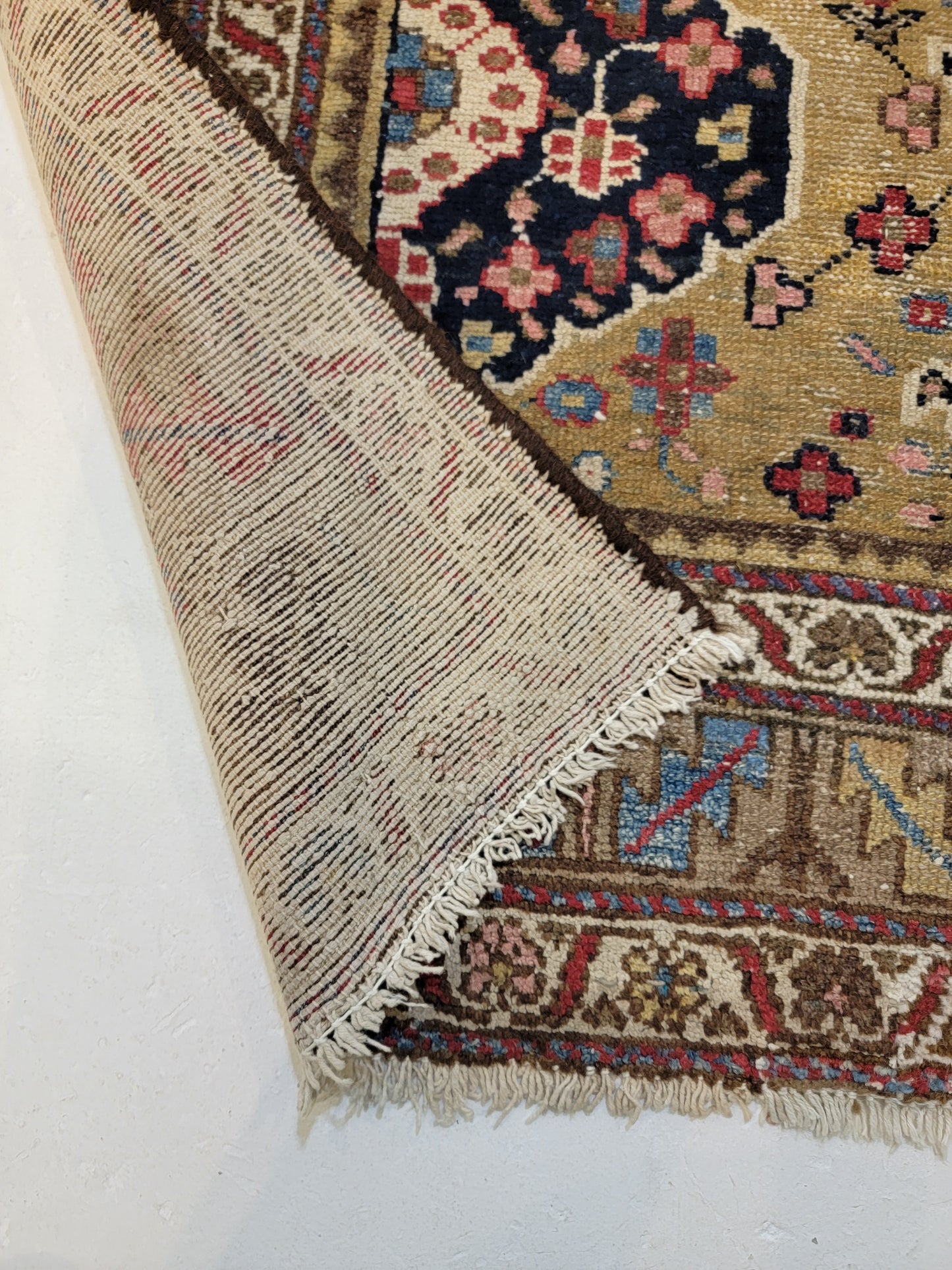 Antique Hand-Knotted Wool Runner Kurdish Serapi 3'6" x 12'