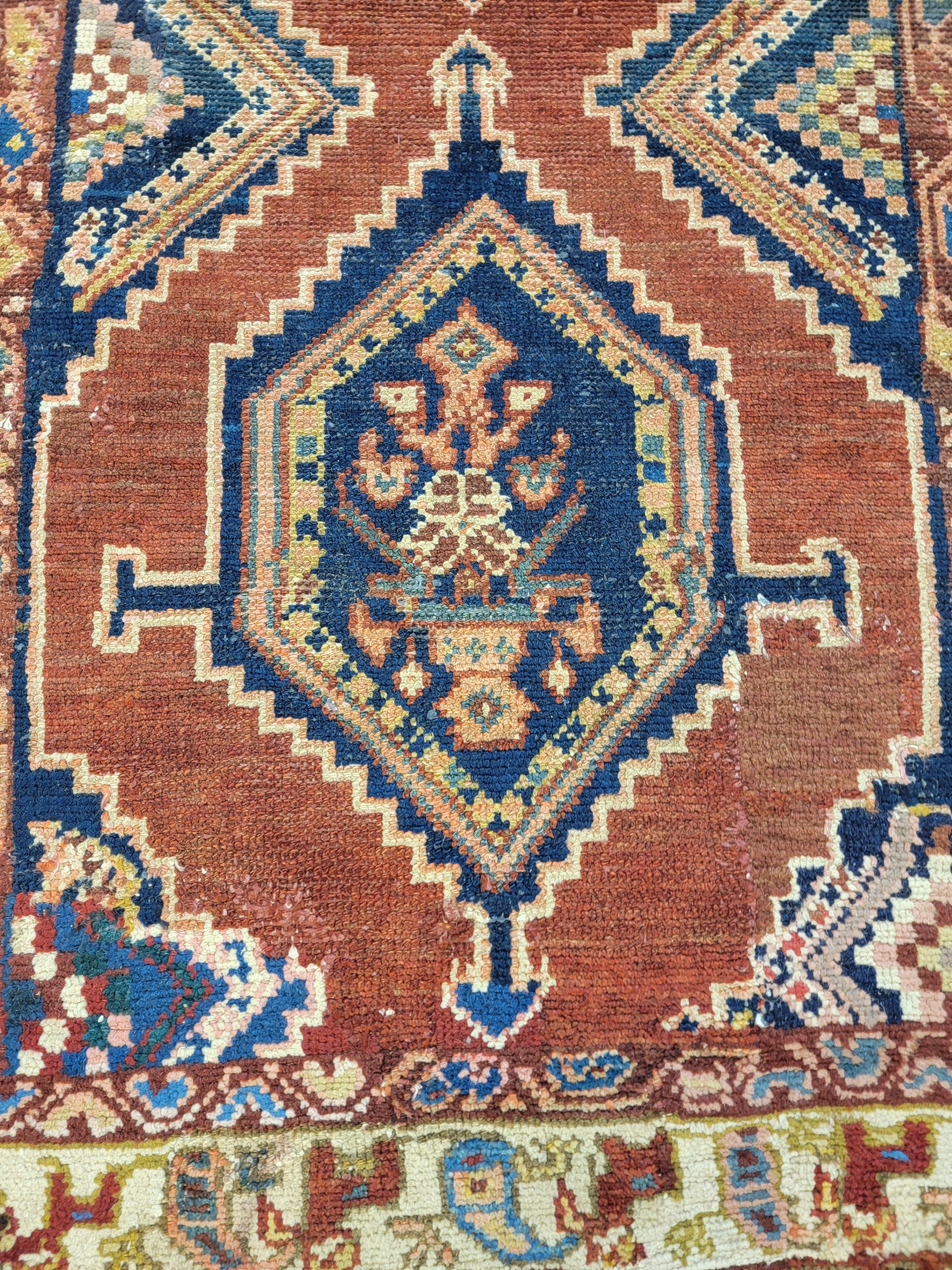 Antique Hand-Knotted Wool Runner Kurdish 3'6" x 15'4"