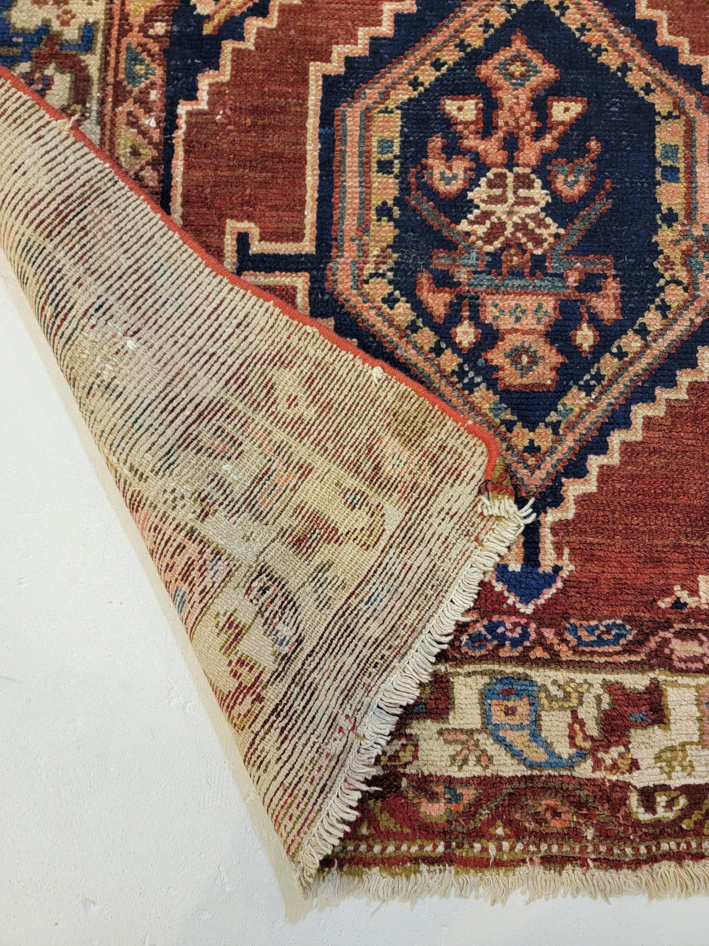 Antique Hand-Knotted Wool Runner Kurdish 3'6" x 15'4"