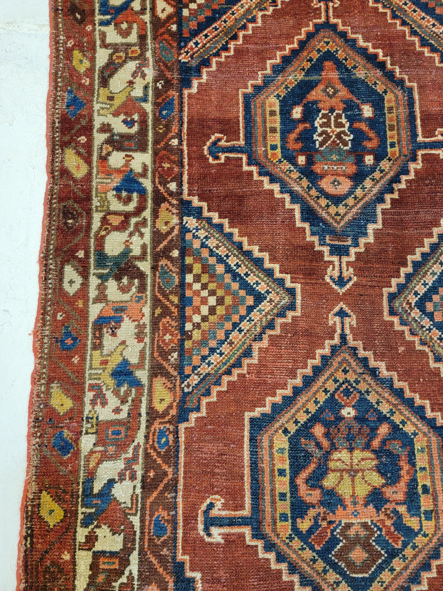 Antique Hand-Knotted Wool Runner Kurdish 3'6" x 15'4"