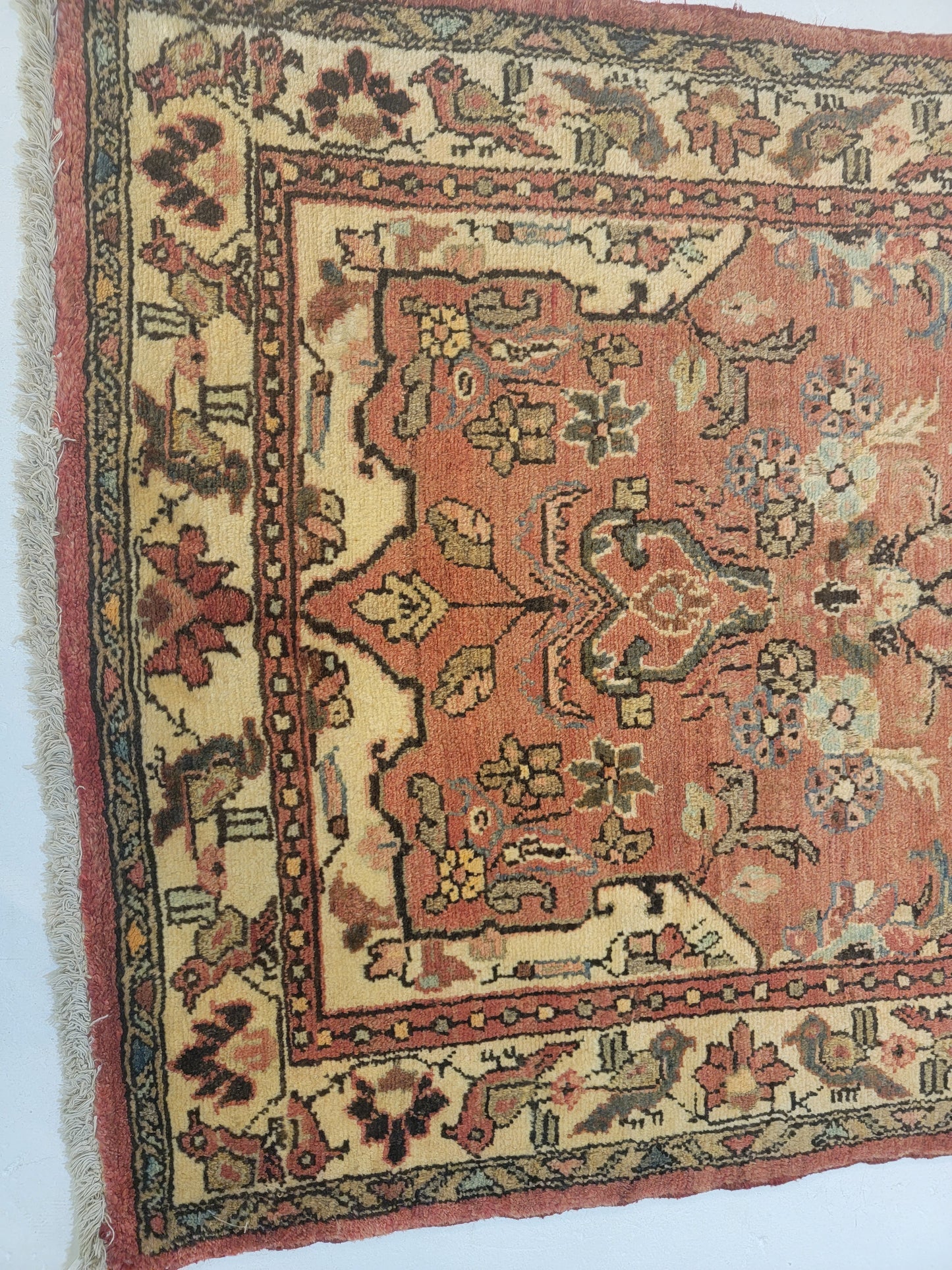 Antique Hand-Knotted Wool Runner Hamedan 3'4" x 13'