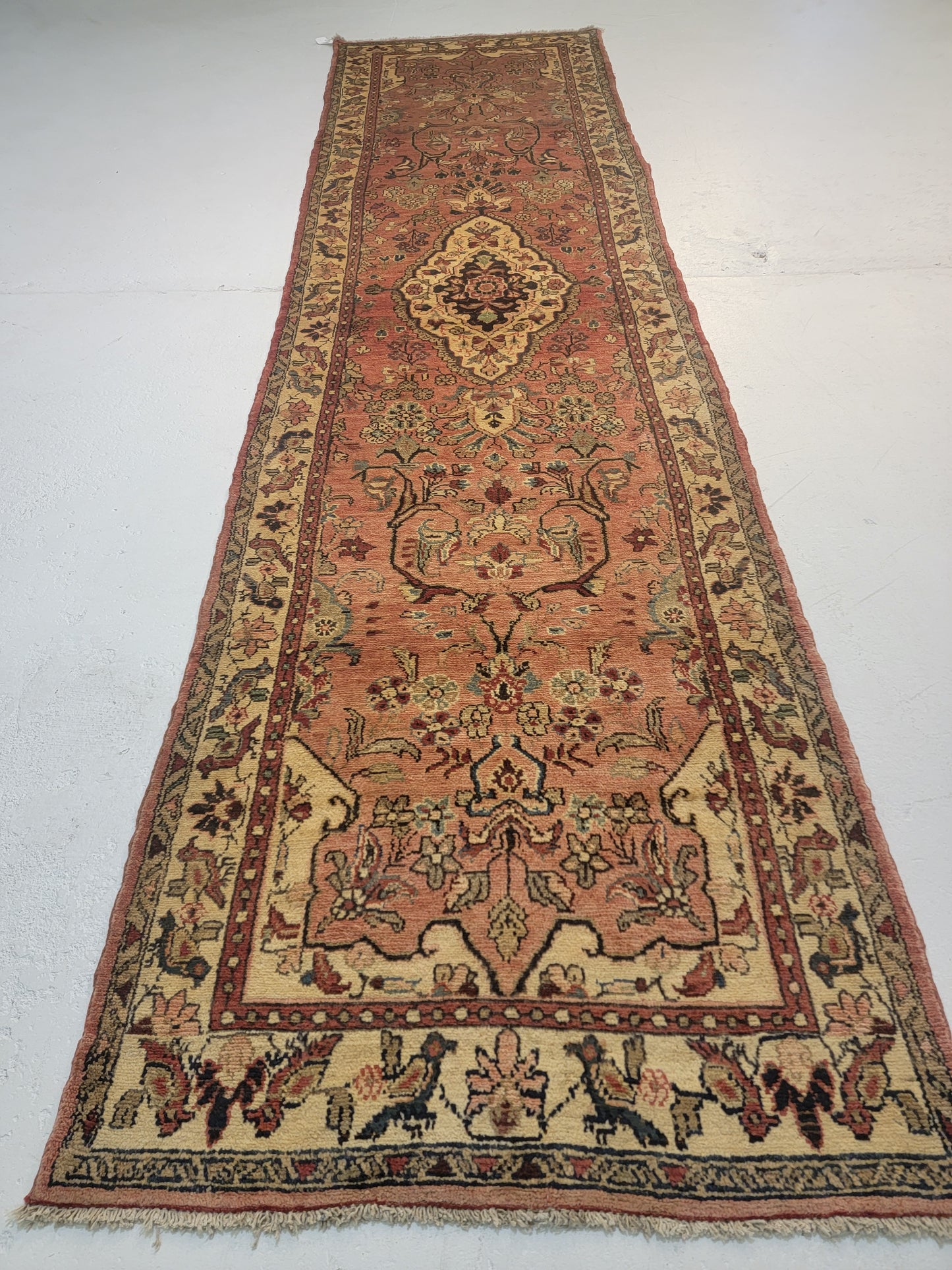 Antique Hand-Knotted Wool Runner Hamedan 3'4" x 13'
