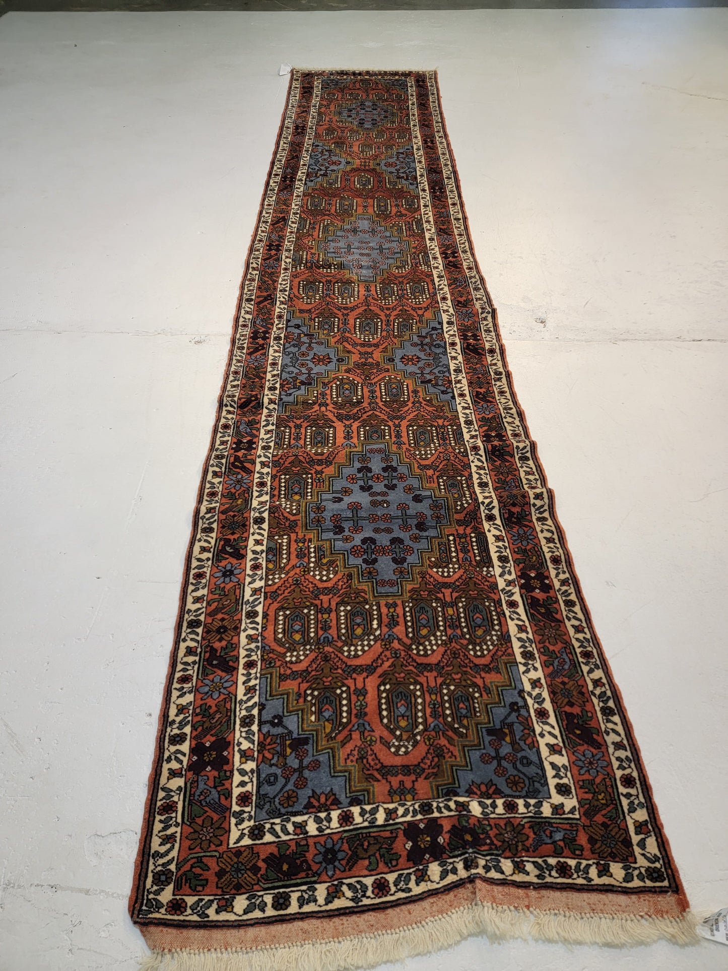 Antique Hand-Knotted Wool Runner Baluch 2'8" x 13'11"