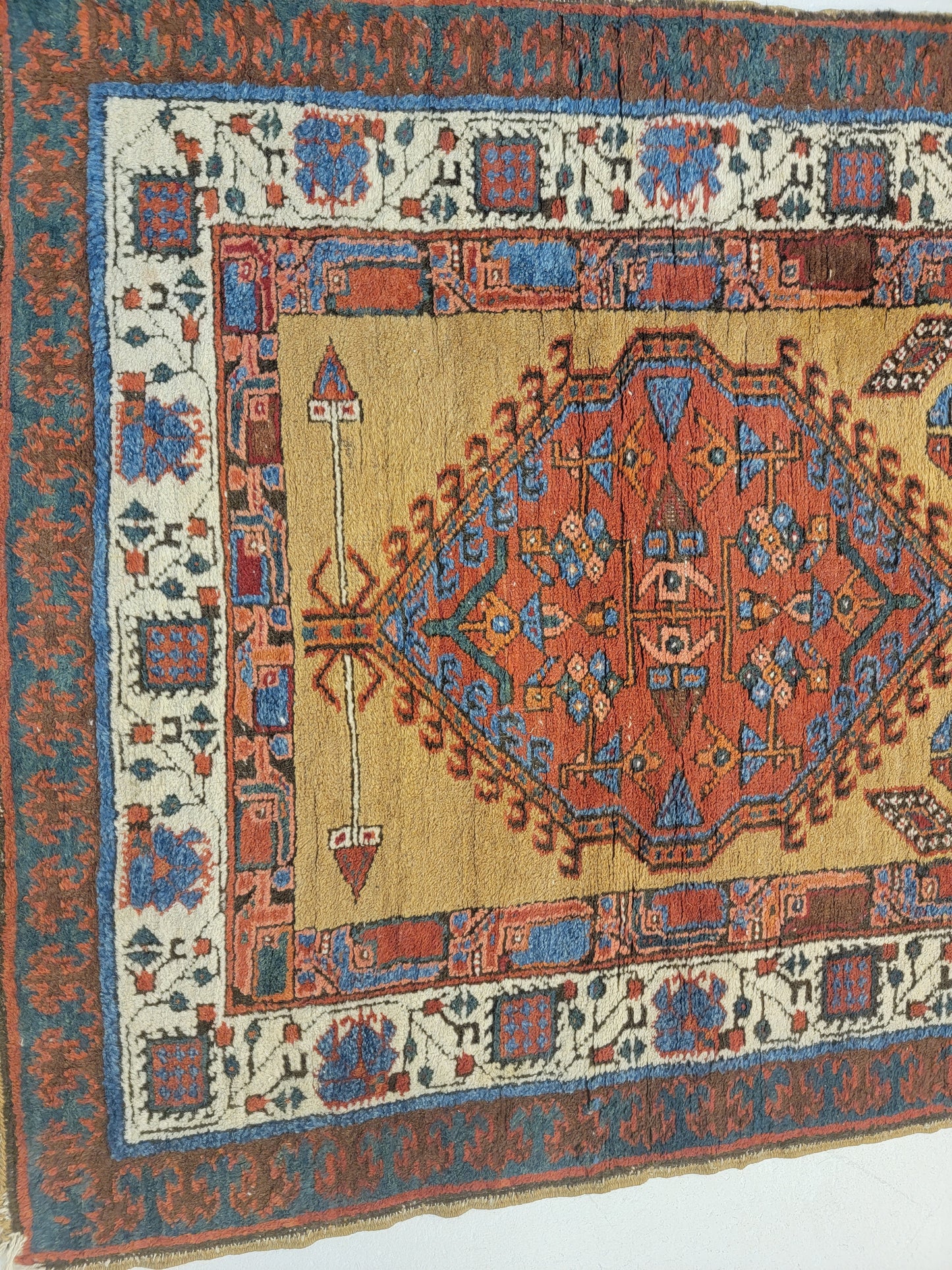 Antique Hand-Knotted Wool Runner Bakshaish Serapi 2'11" x 10'10"