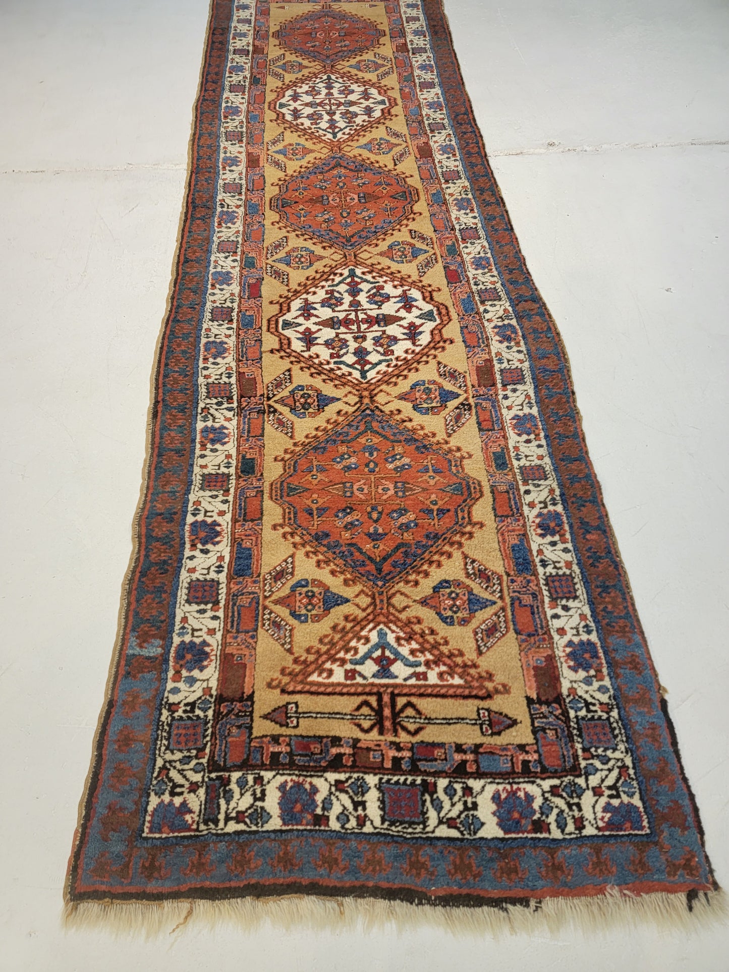 Antique Hand-Knotted Wool Runner Bakshaish Serapi 2'11" x 10'10"