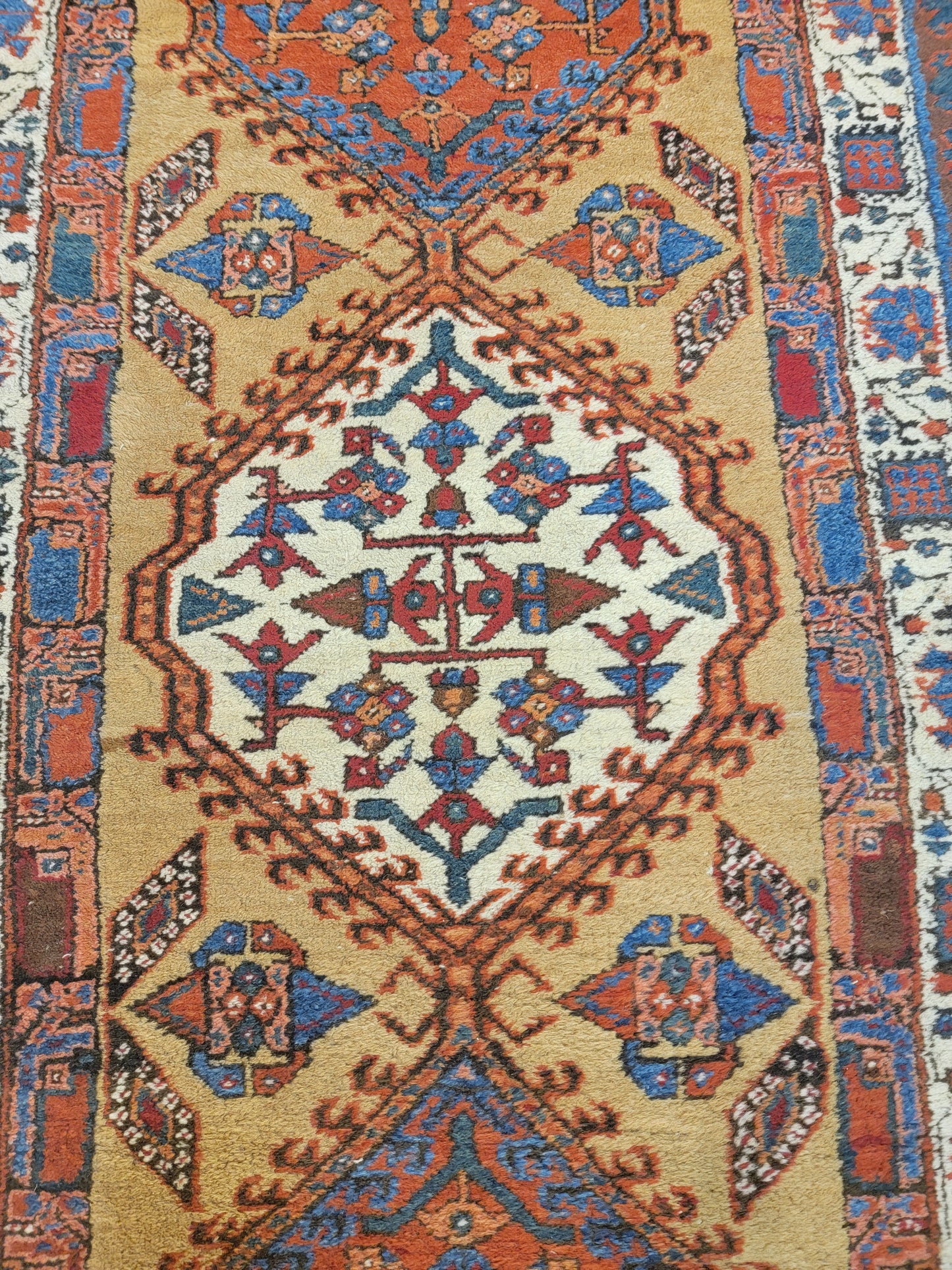 Antique Hand-Knotted Wool Runner Bakshaish Serapi 2'11" x 10'10"