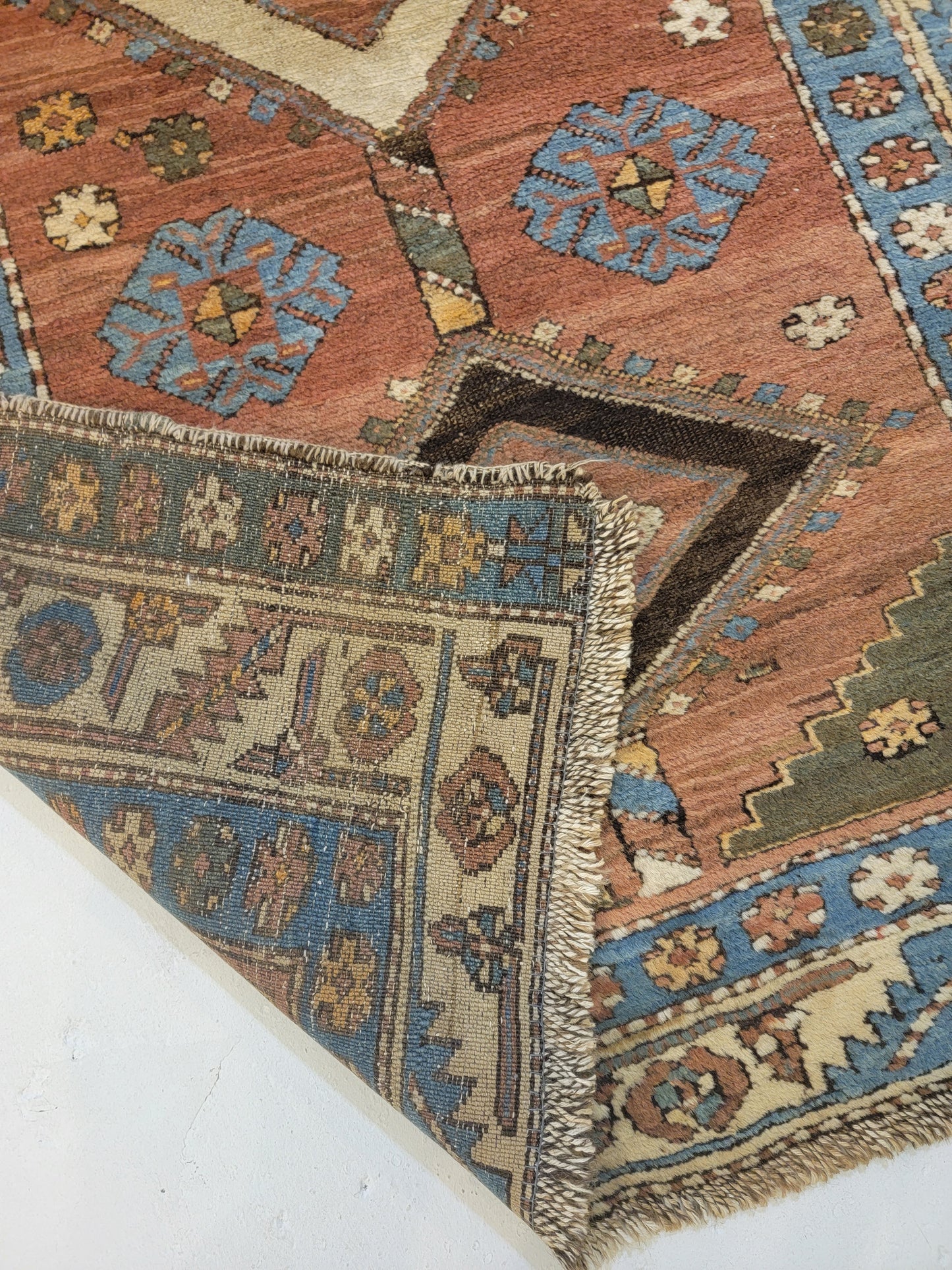 Antique Hand-Knotted Wool Runner Serapi 3'6" x 13'11"
