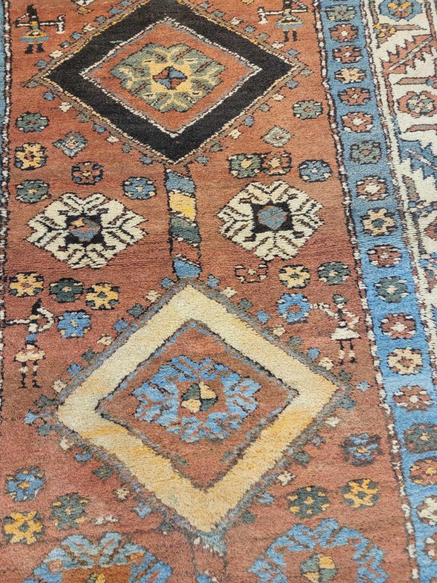 Antique Hand-Knotted Wool Runner Serapi 3'6" x 13'11"