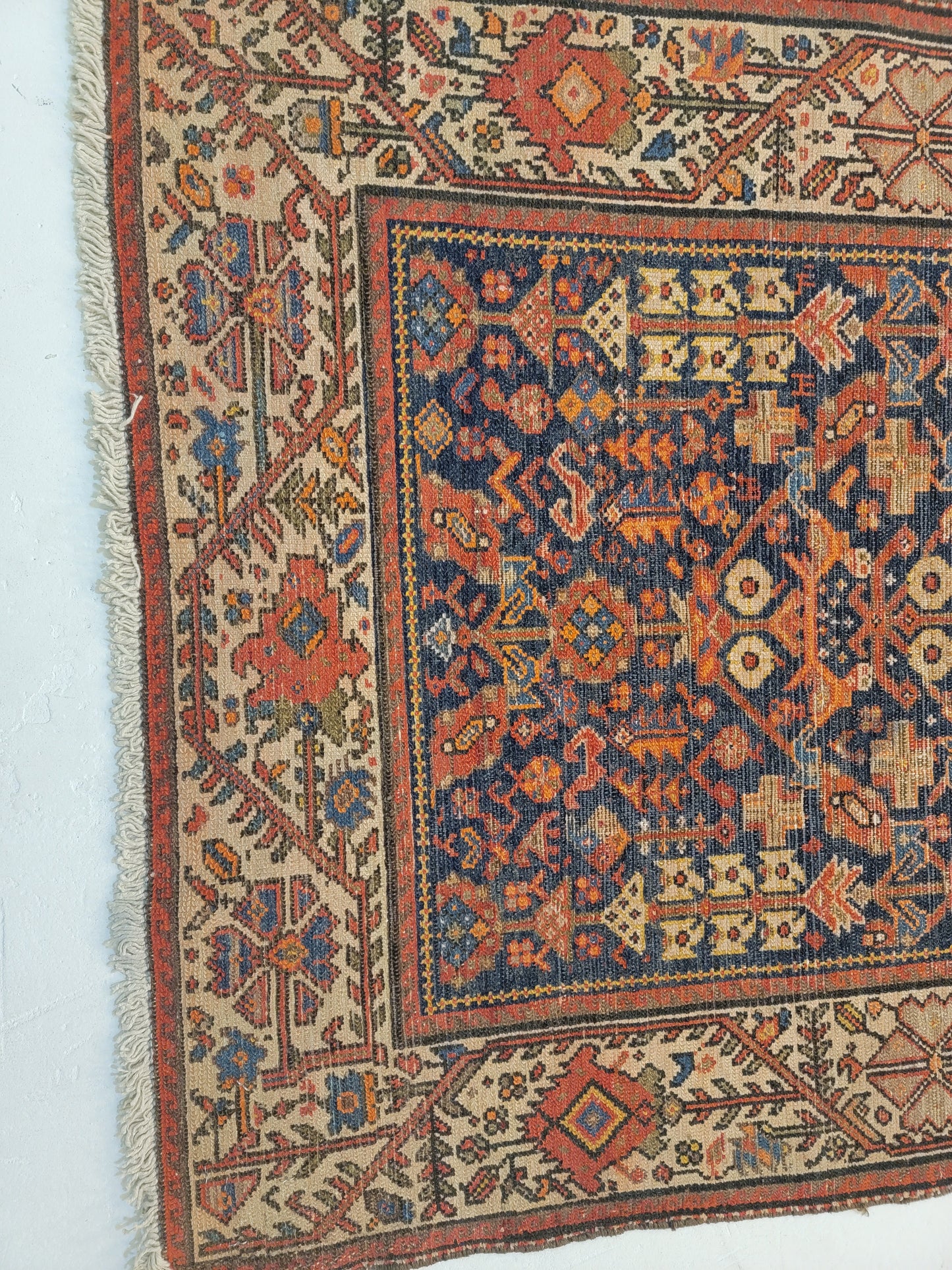 Antique Hand-Knotted Wool Runner Malayer 3'6" x 15'6"