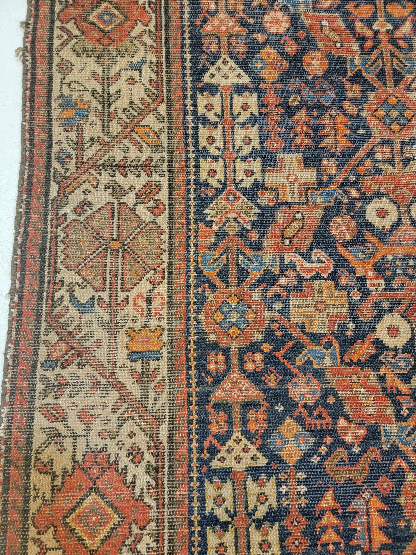Antique Hand-Knotted Wool Runner Malayer 3'6" x 15'6"