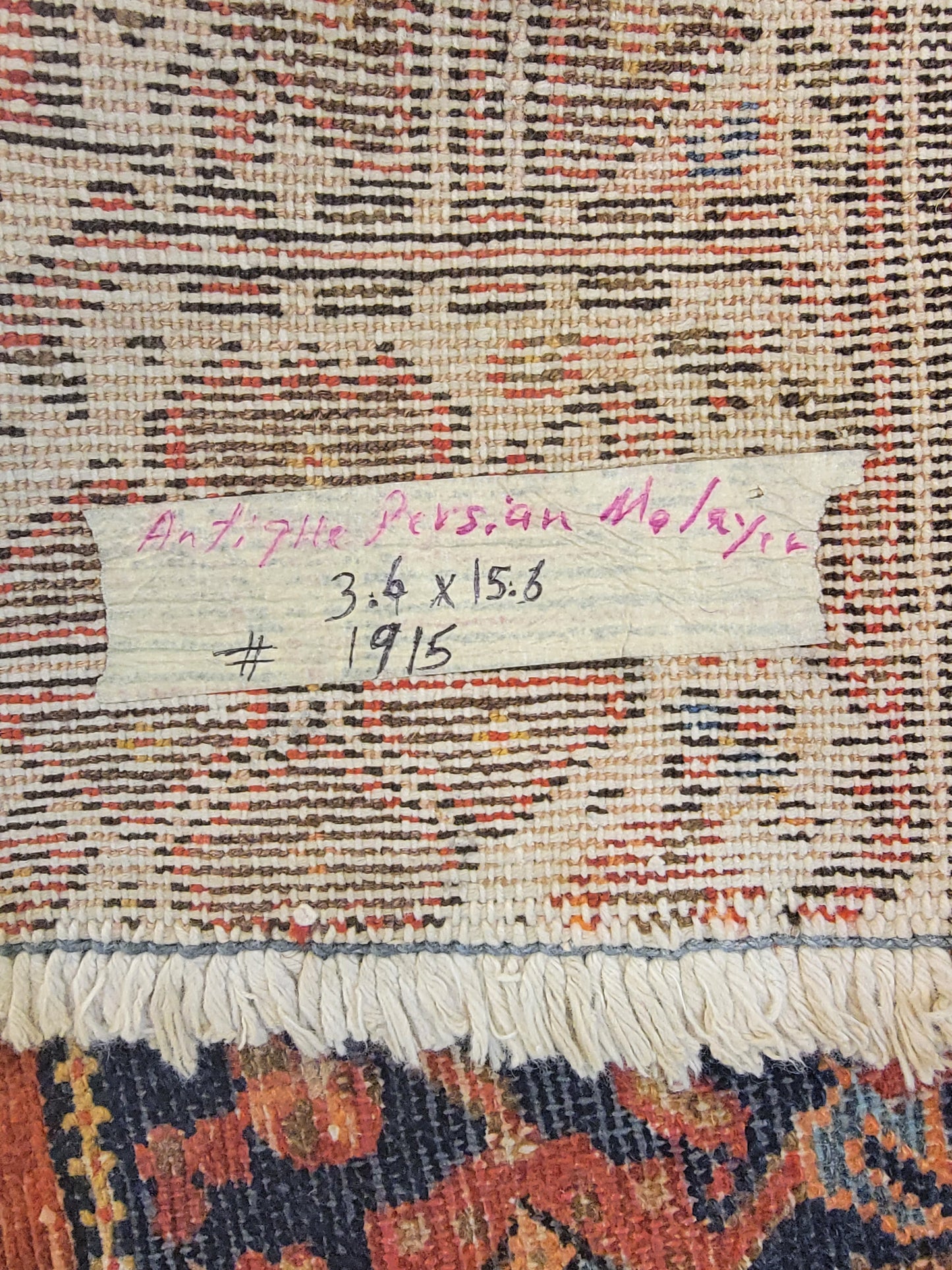 Antique Hand-Knotted Wool Runner Malayer 3'6" x 15'6"