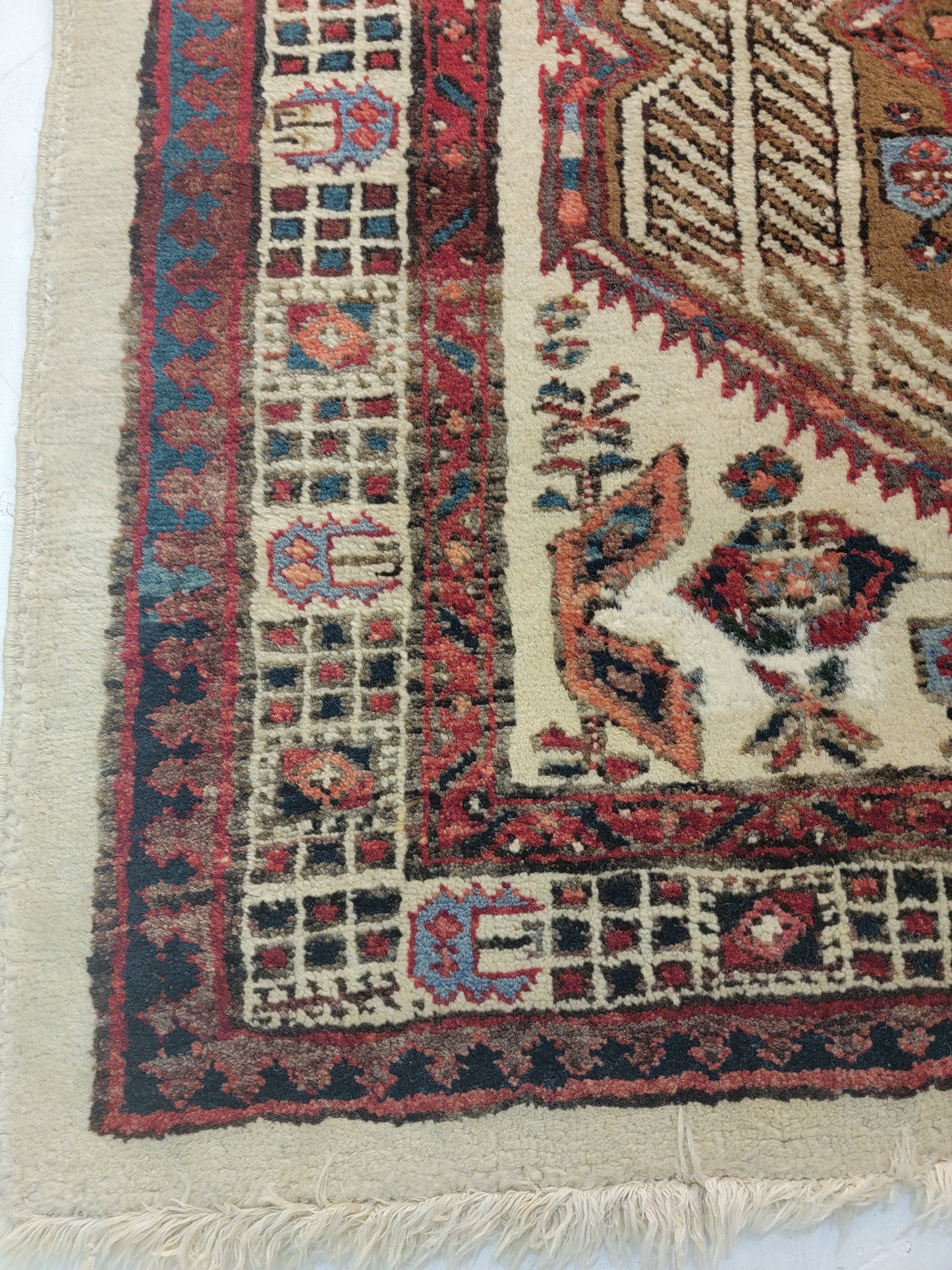 Antique Hand-Knotted Wool Runner Sarab Serapi 3'4" x 15'3"