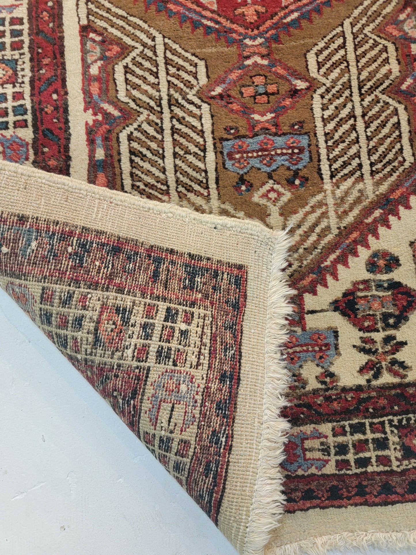 Antique Hand-Knotted Wool Runner Sarab Serapi 3'4" x 15'3"