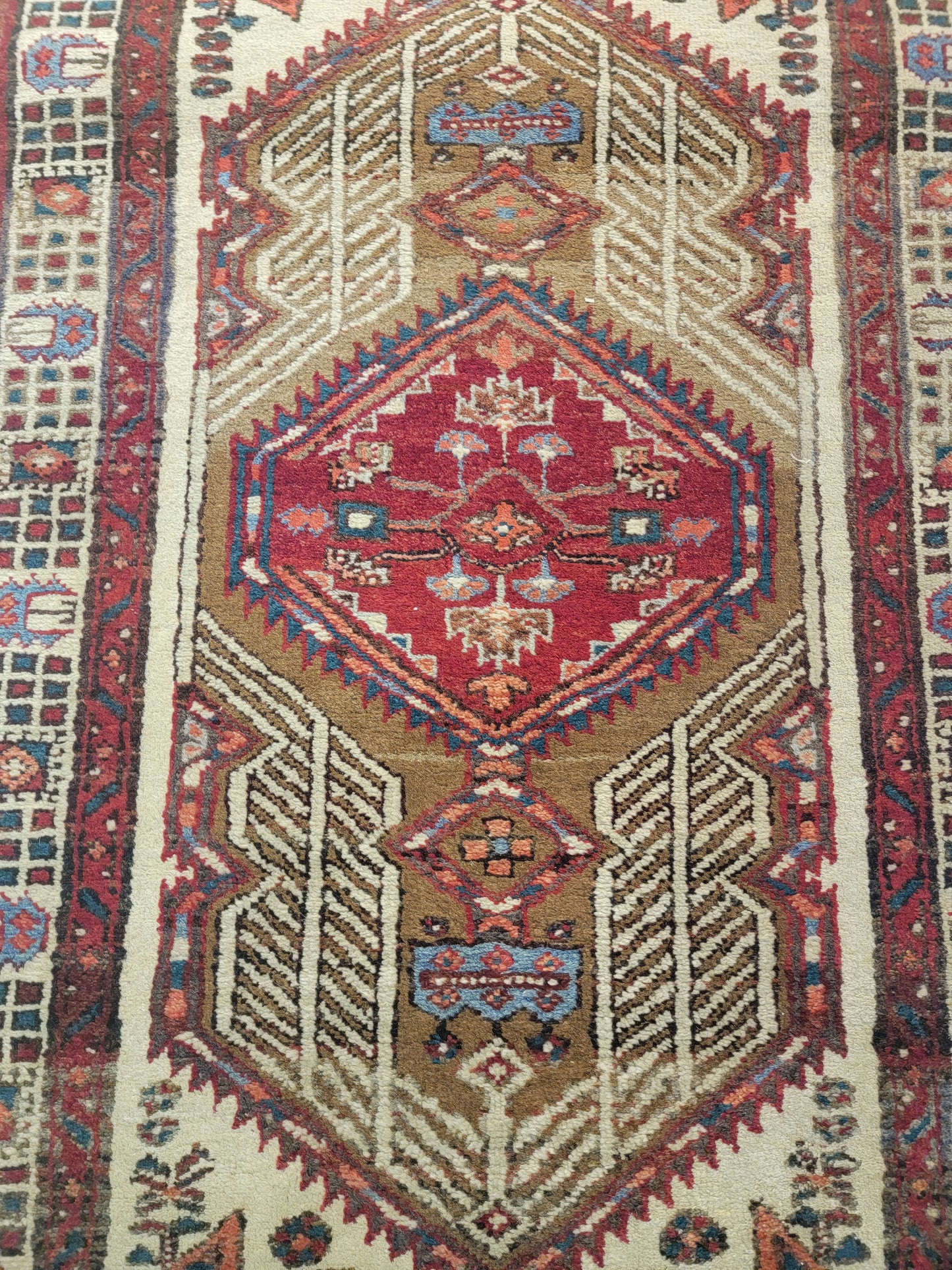 Antique Hand-Knotted Wool Runner Sarab Serapi 3'4" x 15'3"