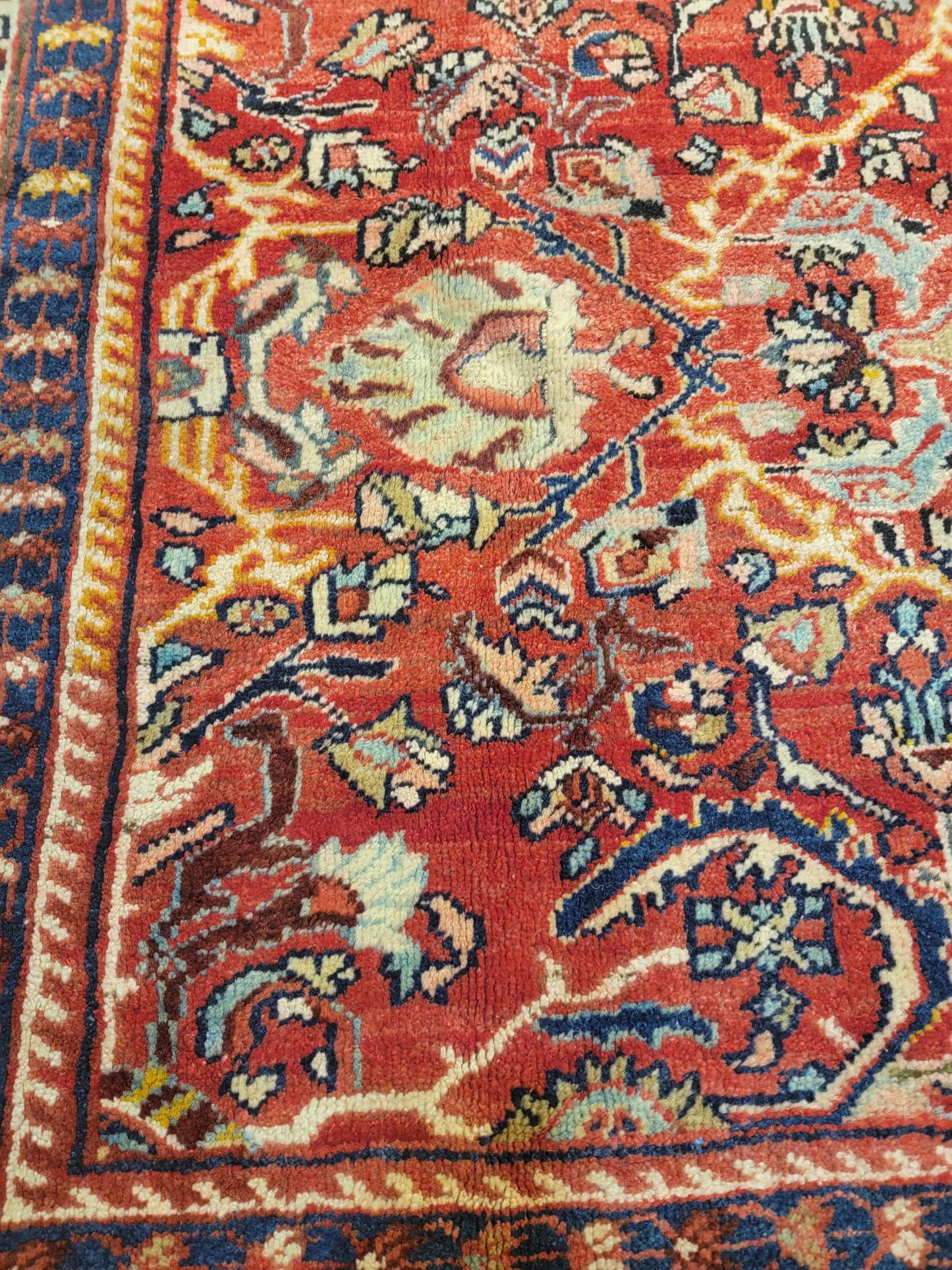 Antique Hand-Knotted Wool Area Rug Mahal Decorative 7'2" x 9'8"