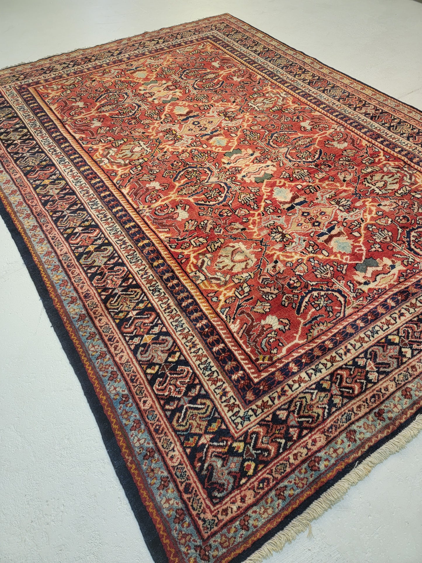 Antique Hand-Knotted Wool Area Rug Mahal Decorative 7'2" x 9'8"