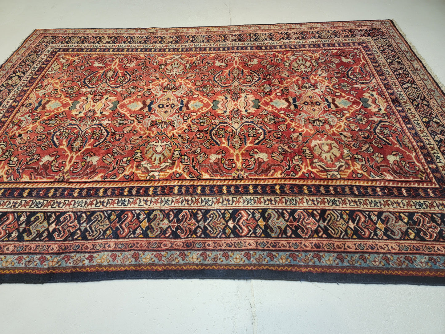 Antique Hand-Knotted Wool Area Rug Mahal Decorative 7'2" x 9'8"
