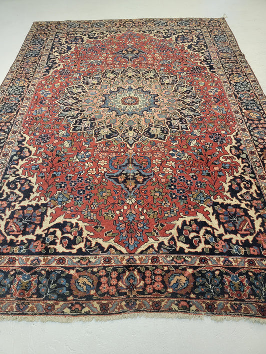 Antique Hand-Knotted Wool Area Rug Tabriz Khoy 7'2" x 10'1"