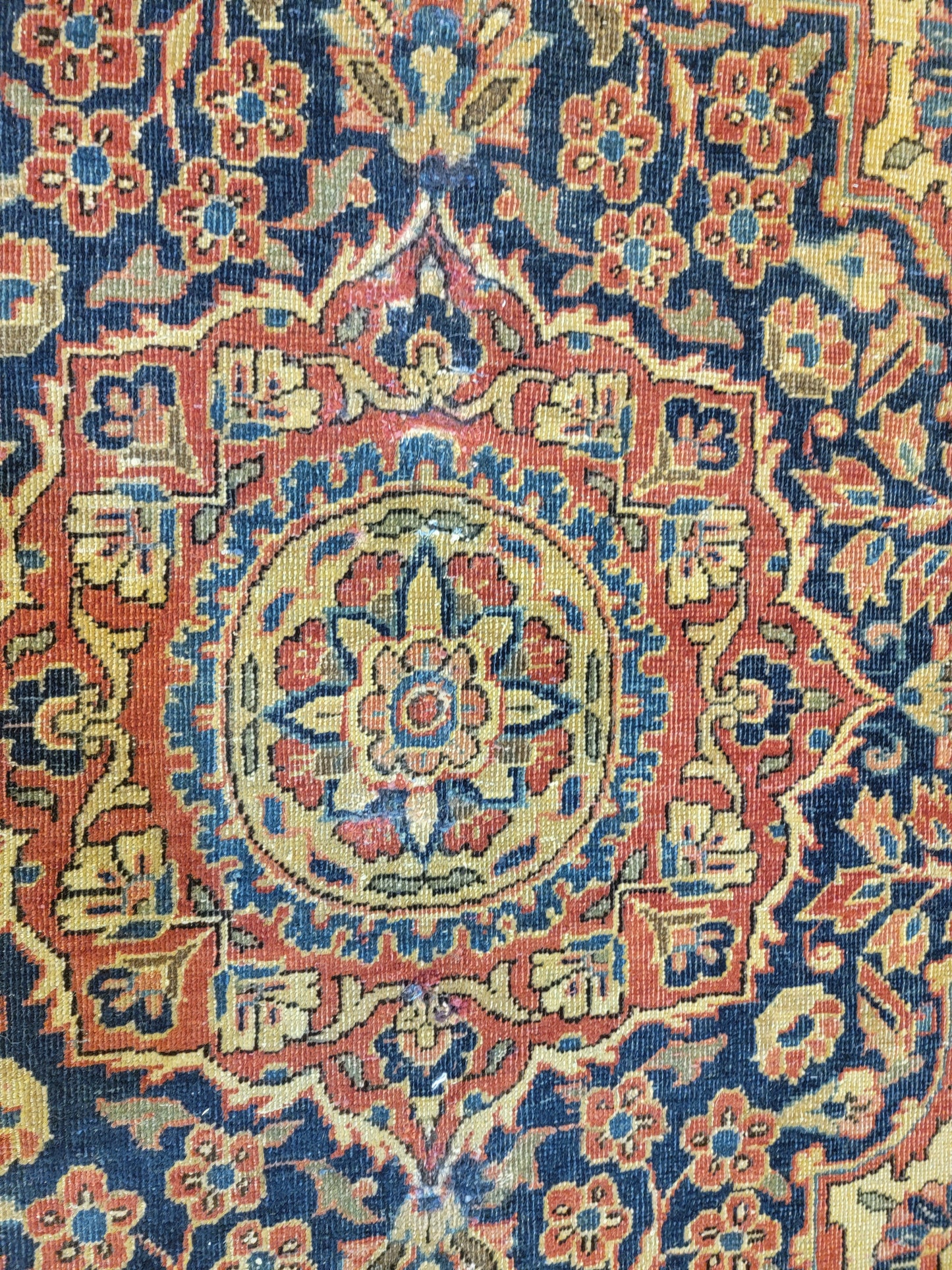 Antique Hand-Knotted Wool Area Rug Kashan 8'4" x 11'7"