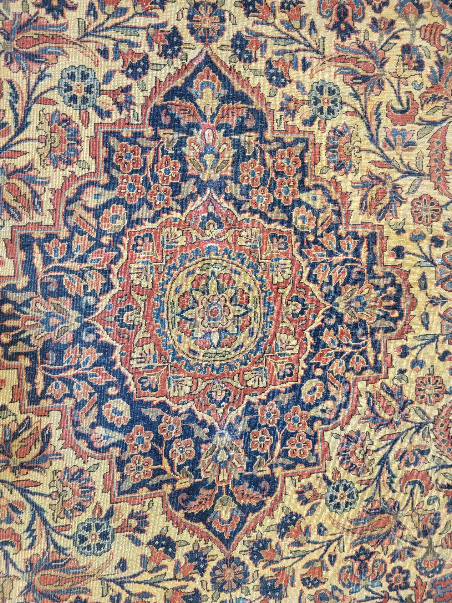 Antique Hand-Knotted Wool Area Rug Kashan 8'4" x 11'7"