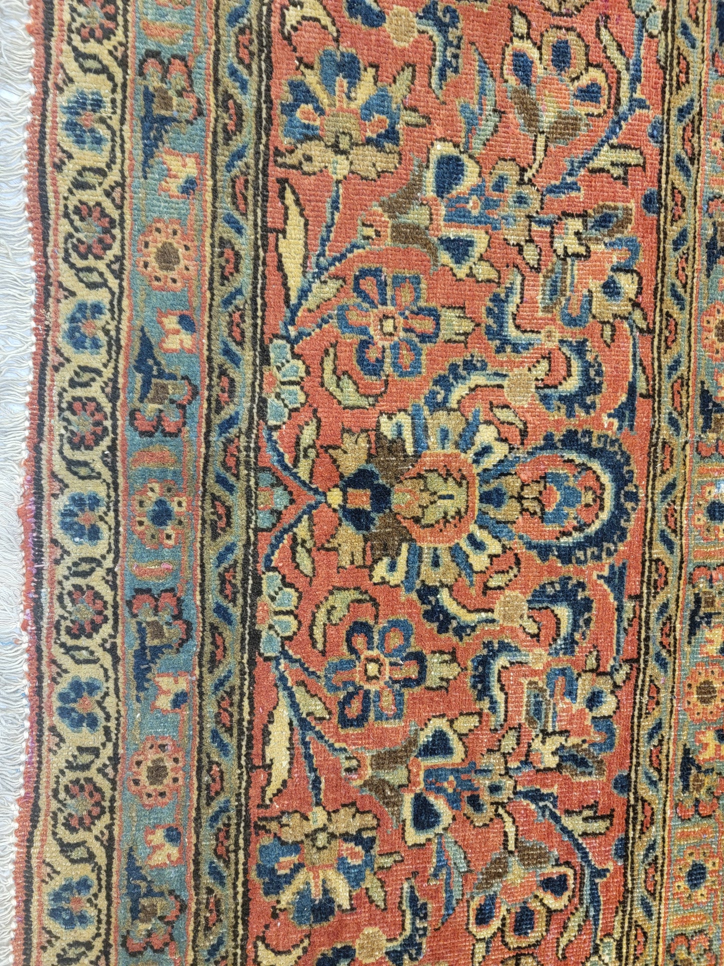 Antique Hand-Knotted Wool Area Rug Kashan 8'4" x 11'7"