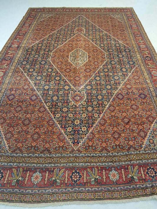 Antique Hand-Knotted Wool Area Rug Tabriz Khoy Mahi 7'4" x 11'5"