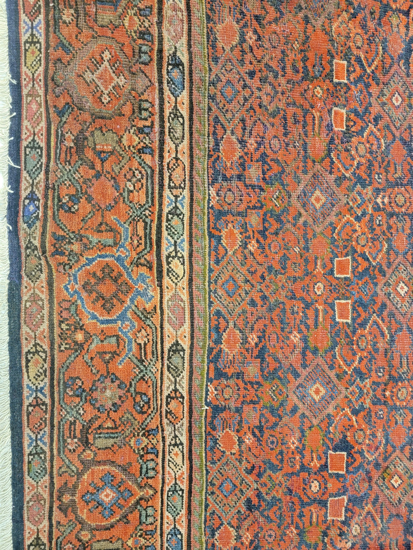 Antique Hand-Knotted Wool Area Rug Malayer Herati Collectible 8'3" x 12'4"