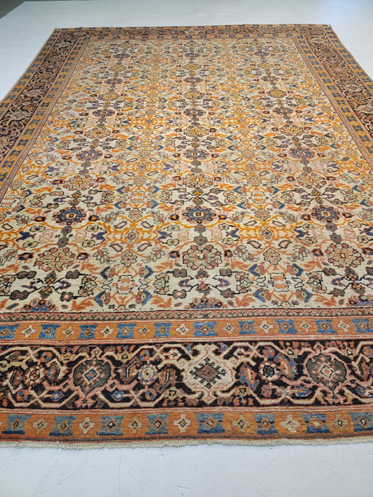 Antique Hand-Knotted Wool Area Rug Sultanabad Collectible 10'4" x 14'6"
