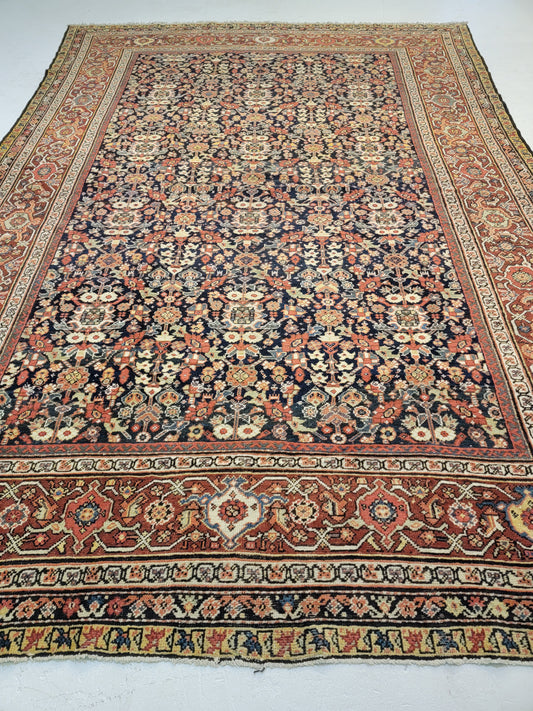 Antique Hand-Knotted Wool Area Rug Sultanabad 8'7" x 12'7"