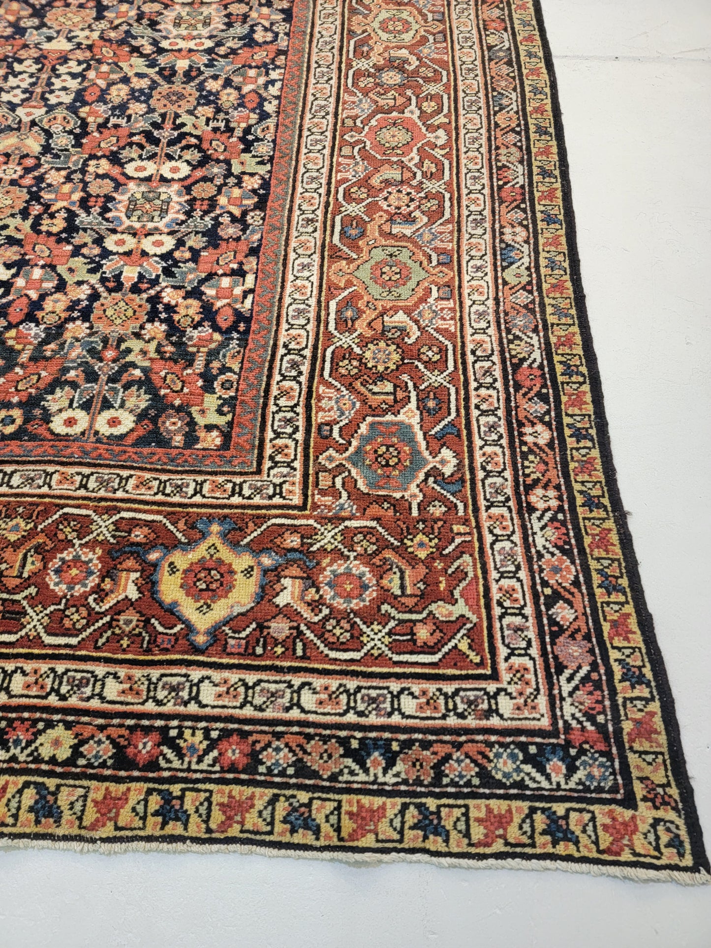 Antique Hand-Knotted Wool Area Rug Sultanabad 8'7" x 12'7"