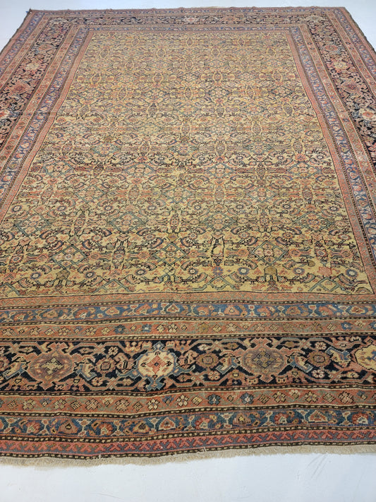 Antique Hand-Knotted Wool Rug Mahal 10'5" x 13'3"