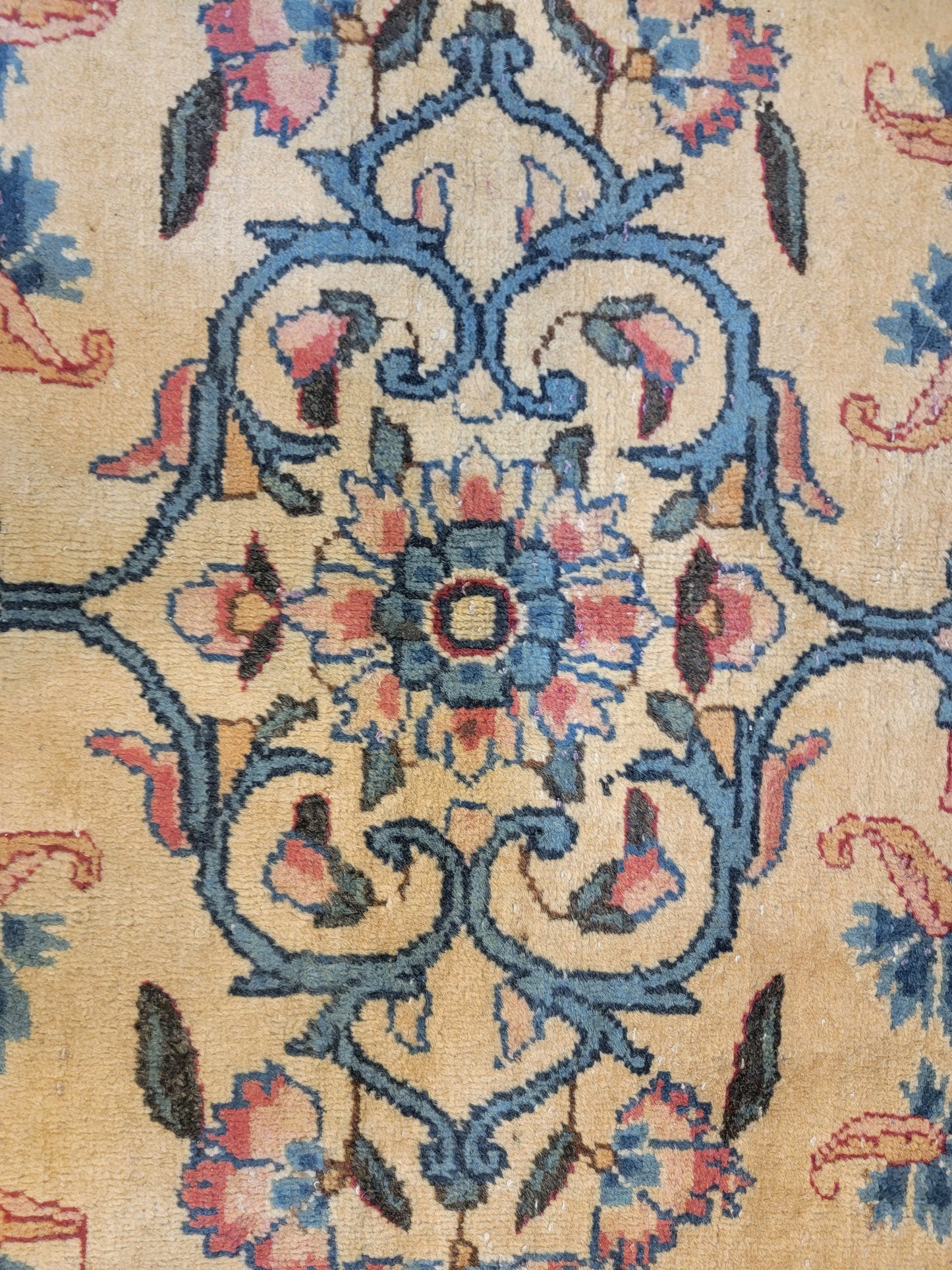 Antique Hand-Knotted Wool Rug Yazd 9'8" x 13'